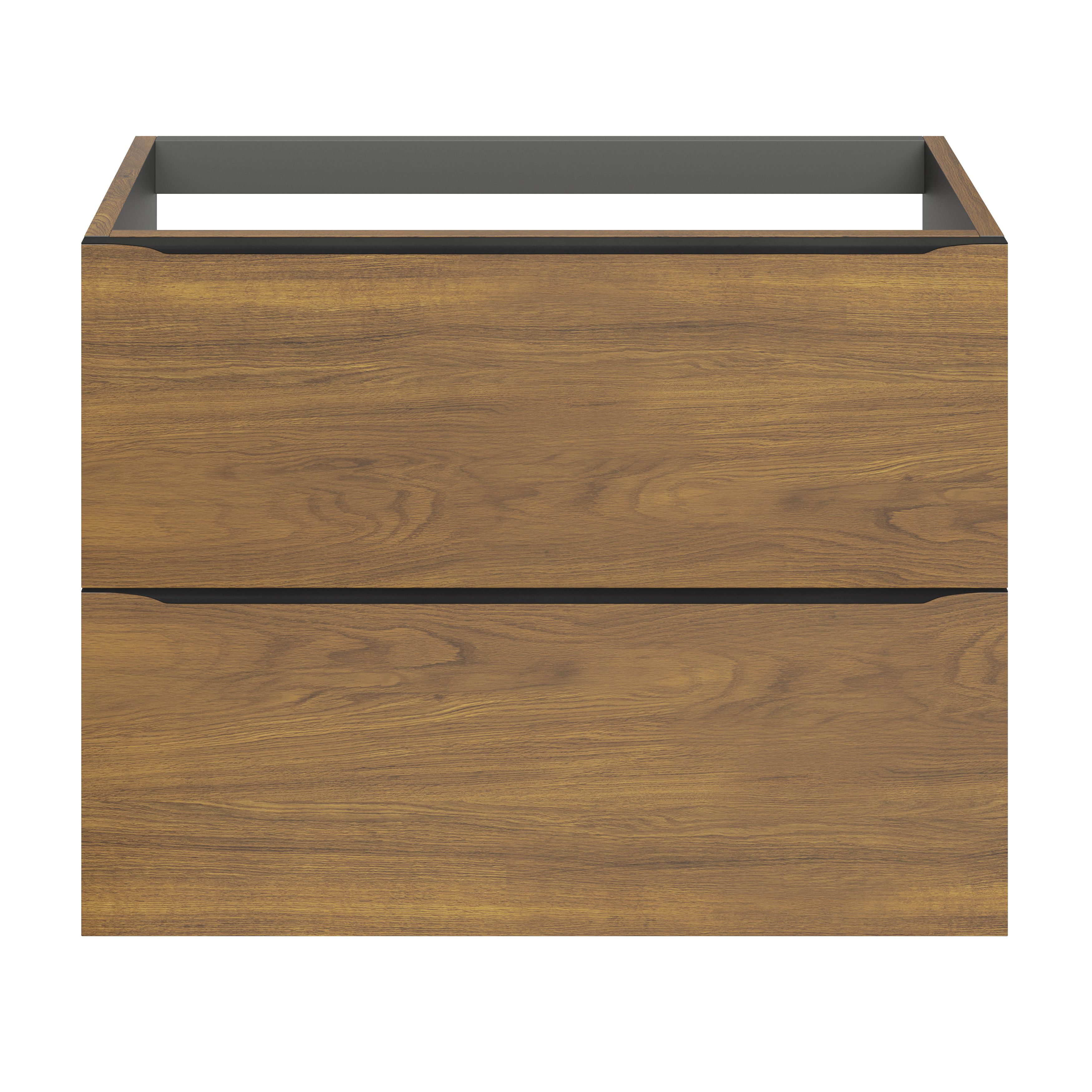 GoodHome Imandra Walnut effect Wall-mounted Bathroom Cabinet (H)60cm (W)80cm