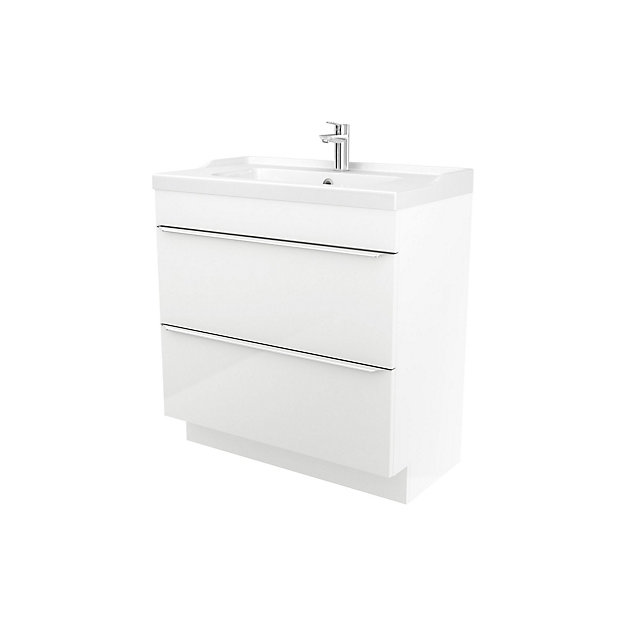 Goodhome Imandra White Freestanding, Bathroom Vanity Unit With Freestanding Sink