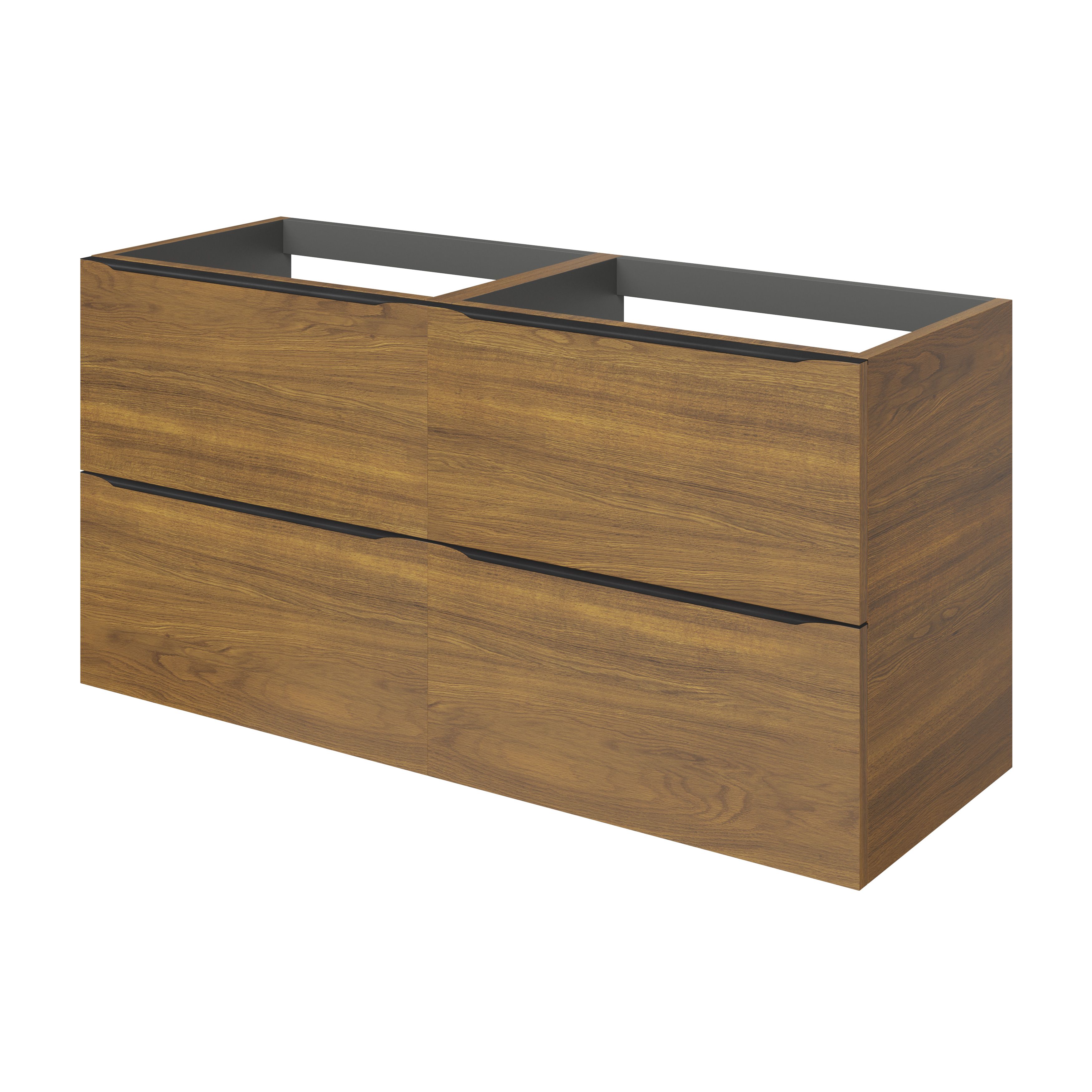 GoodHome Imandra Wide Walnut effect Wall-mounted Bathroom Cabinet (H)60cm (W)120cm