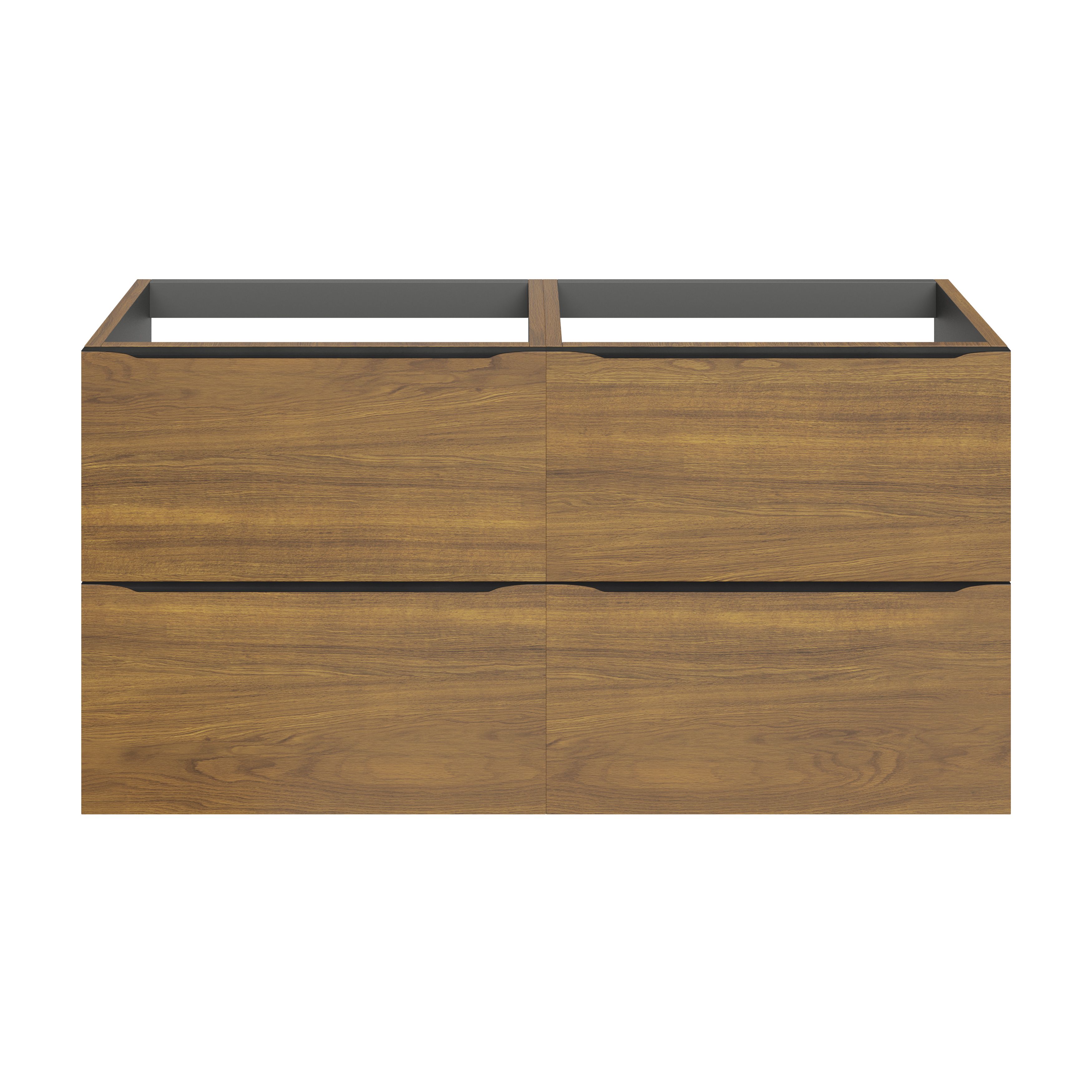 GoodHome Imandra Wide Walnut effect Wall-mounted Bathroom Cabinet (H)60cm (W)120cm