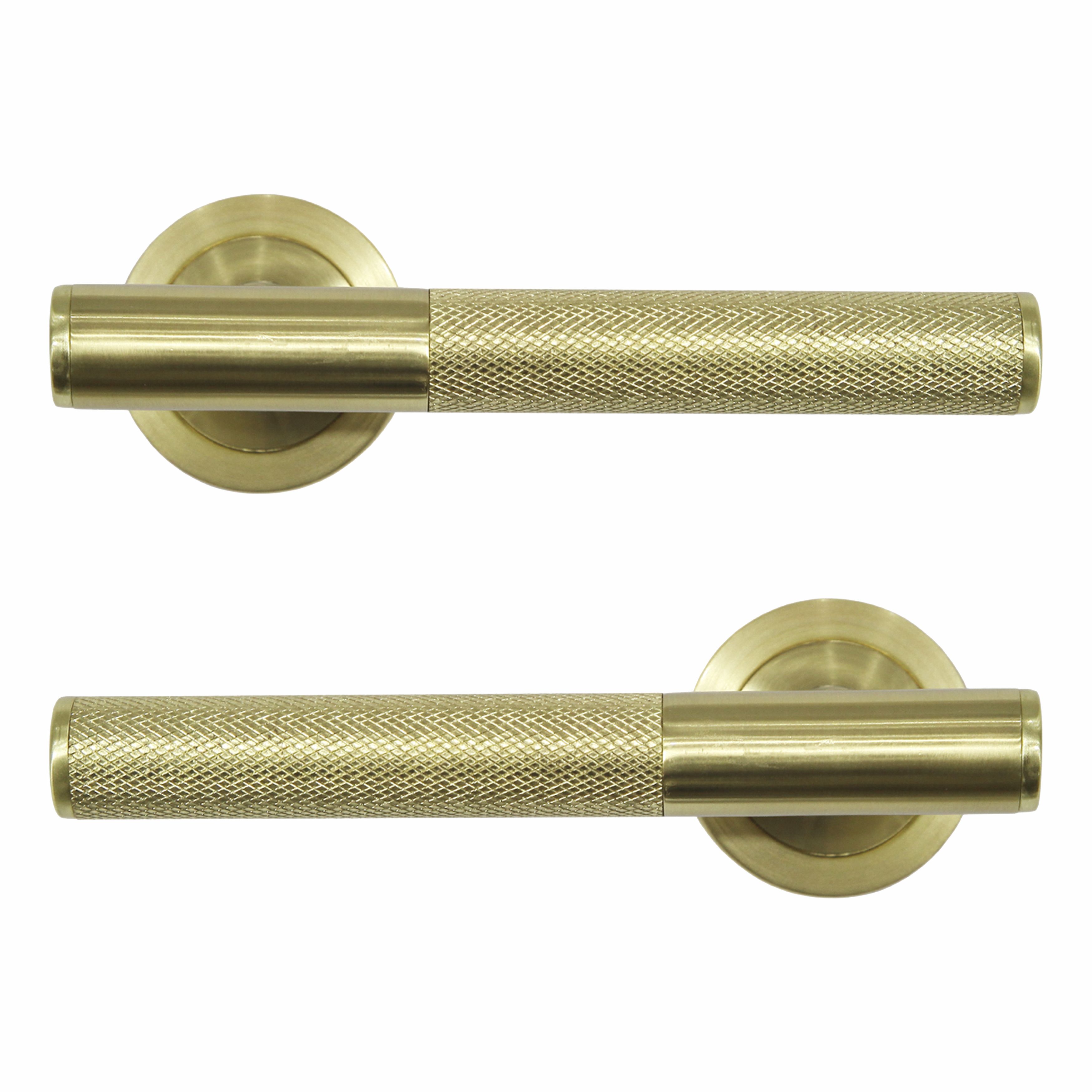 GoodHome Irus Brushed Brass effect Round Latch Door handle (L)150mm, Pair