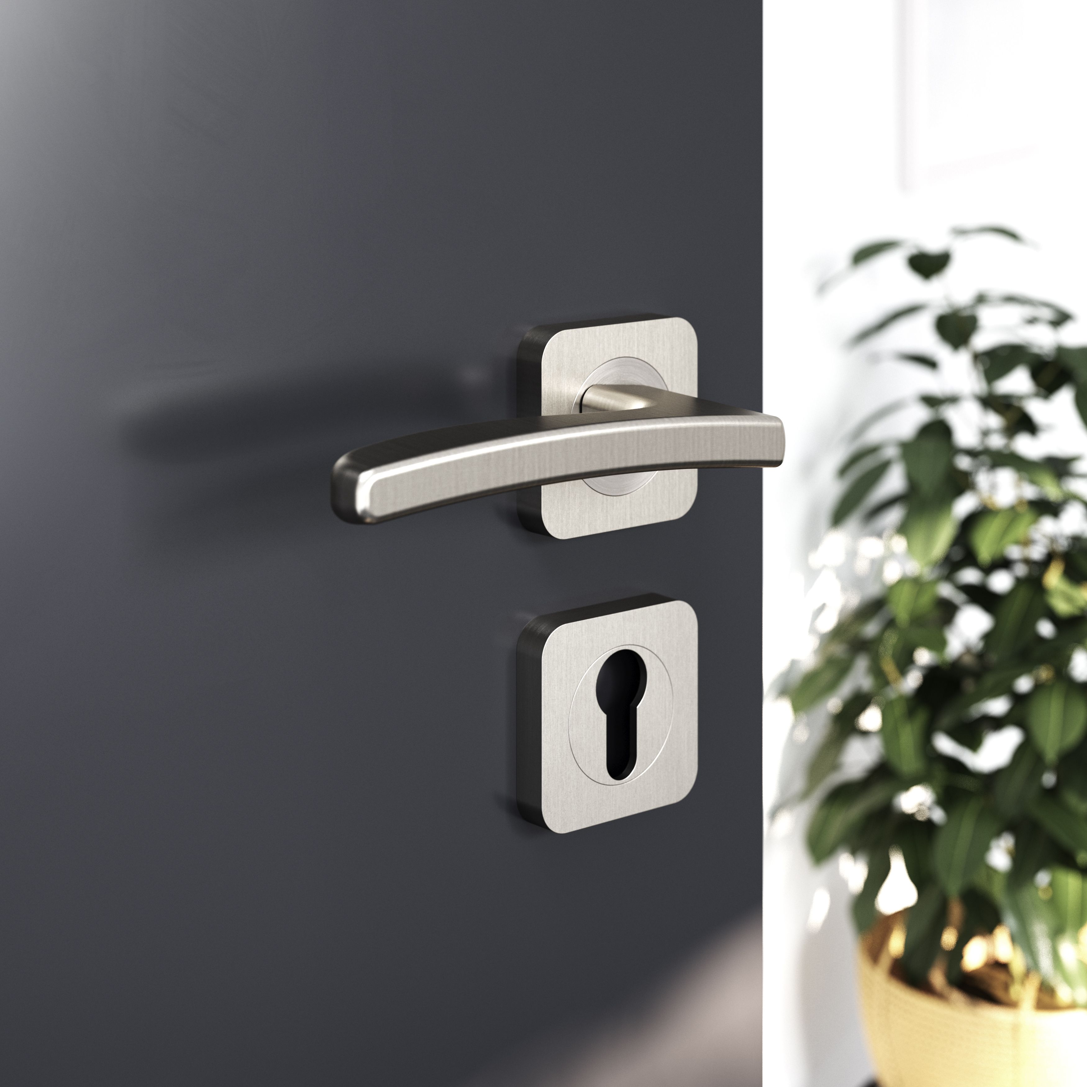 GoodHome Irvil Brushed Brass effect Round Latch Door handle (L)126.5mm, Pair of 2