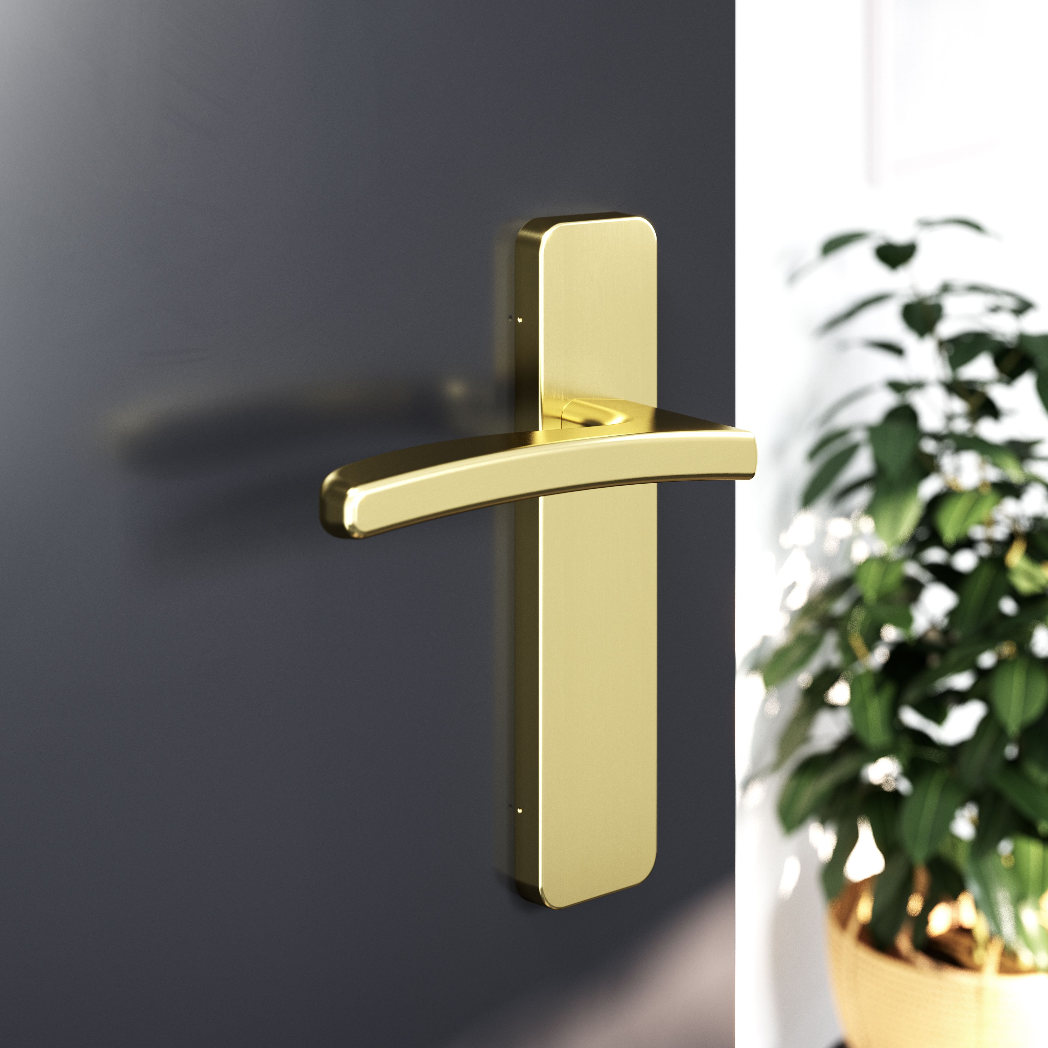 GoodHome Irvil Brushed Brass effect Round Latch Door handle (L)126.5mm, Pair of 2