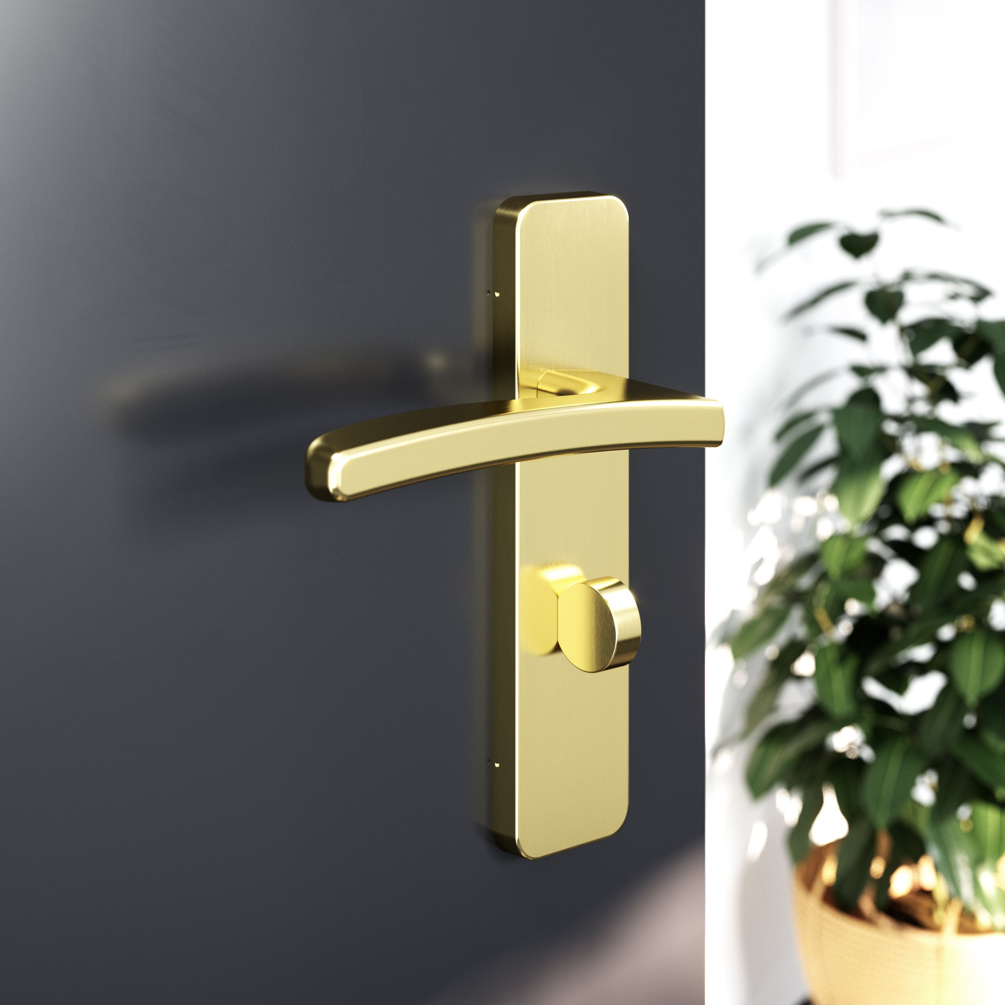 GoodHome Irvil Brushed Brass effect Round WC Door handle (L)126.5 