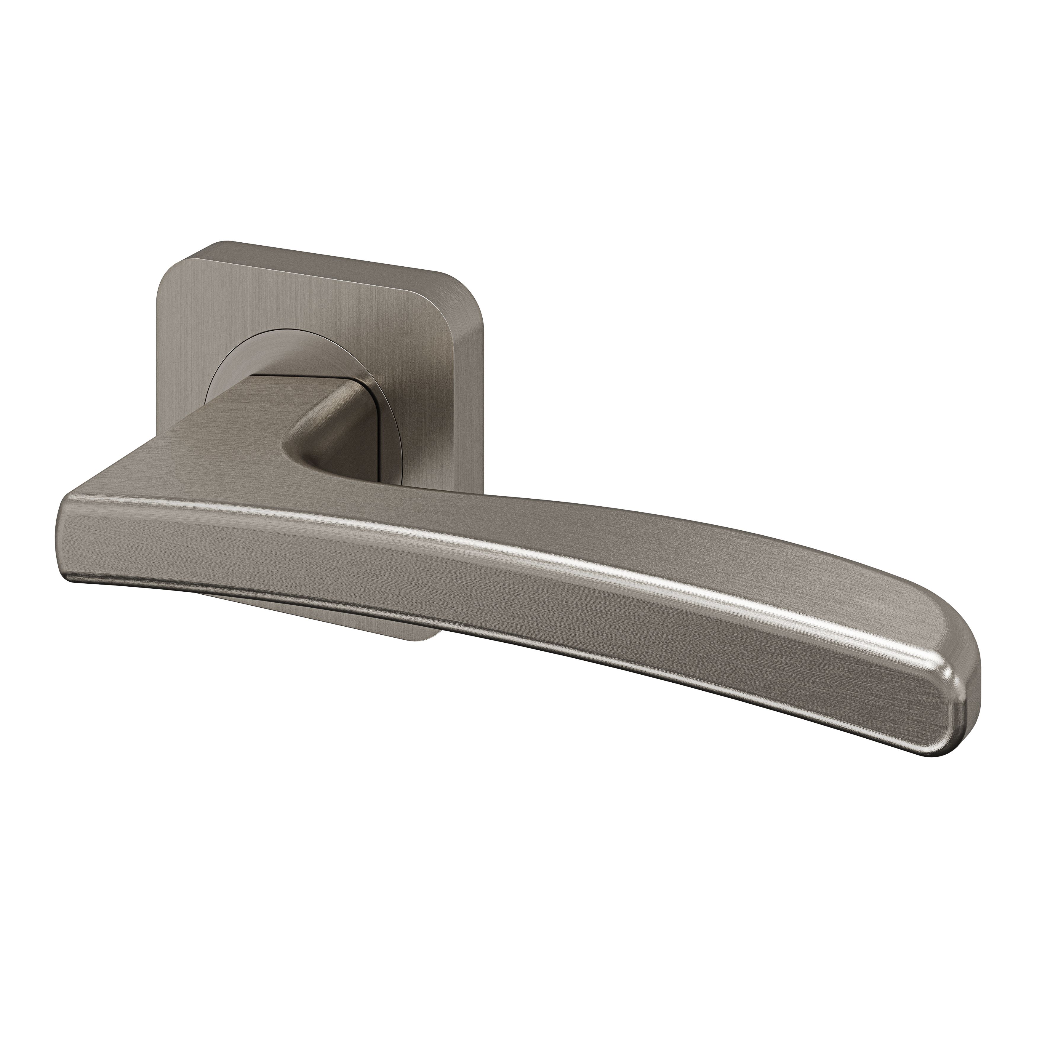 GoodHome Irvil Brushed Nickel effect Round Latch Door handle (L)126.5mm, Pair