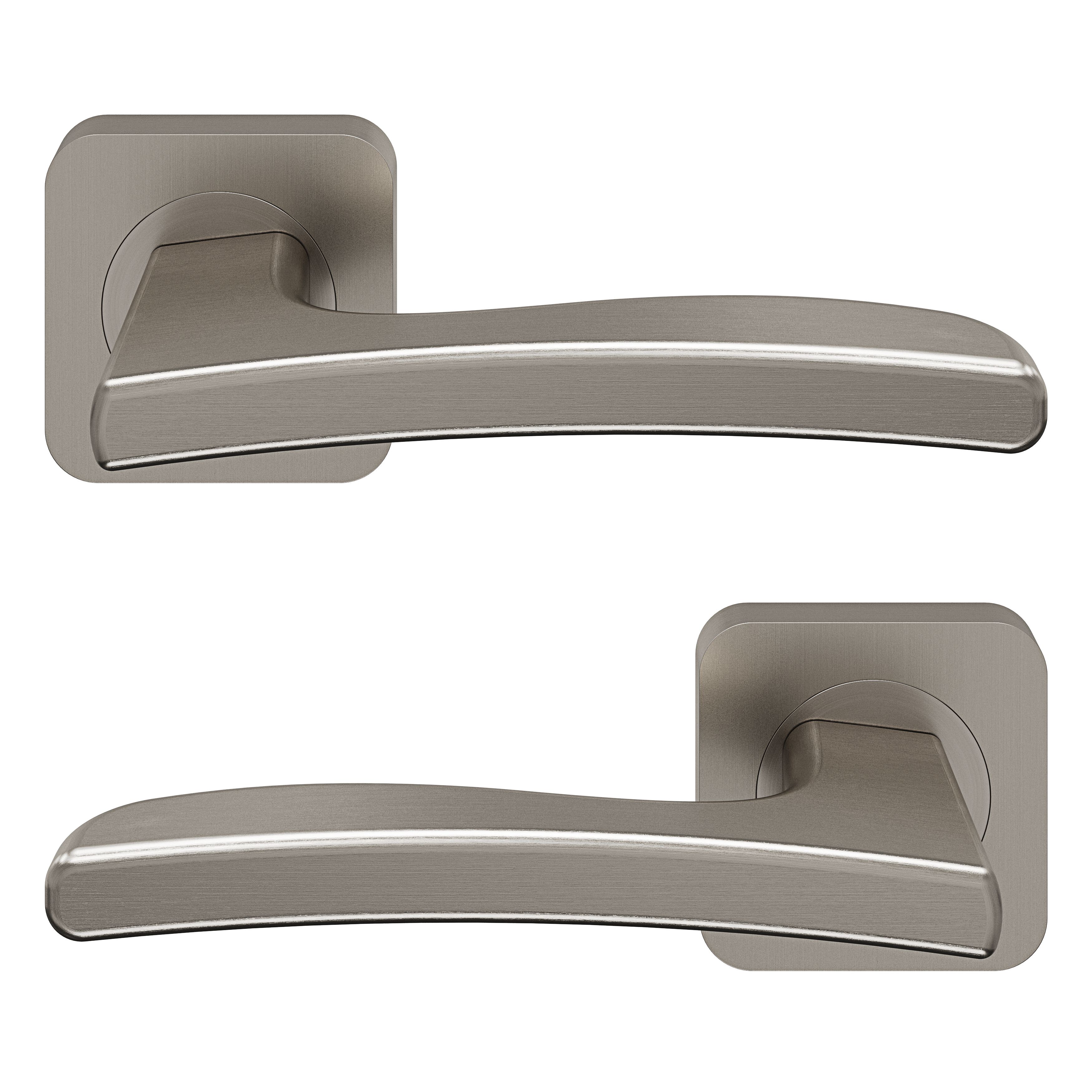 GoodHome Irvil Brushed Nickel effect Round Latch Door handle (L)126.5mm, Pair
