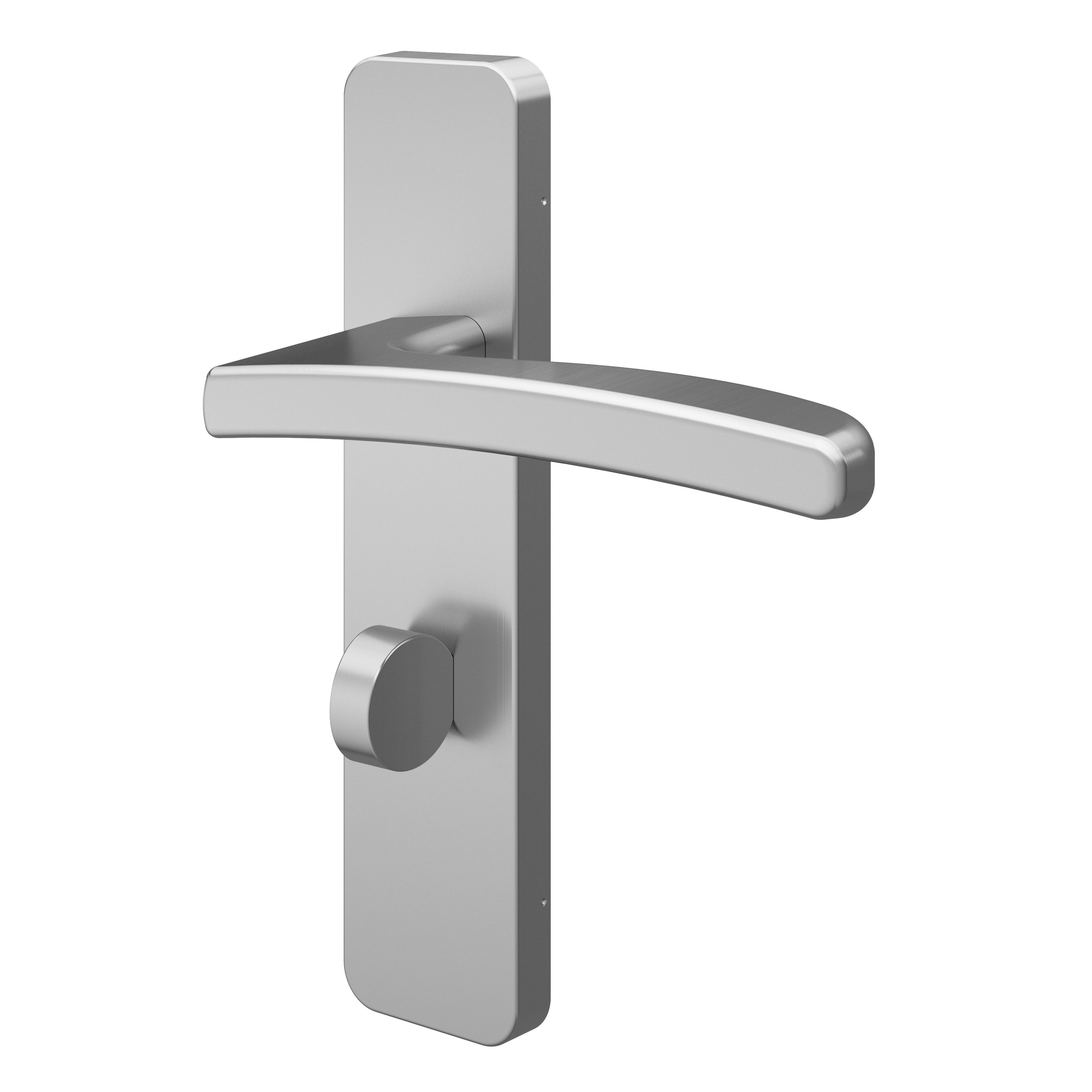 GoodHome Irvil Brushed Nickel effect Round Lock Door handle (L)126.5mm, Pair