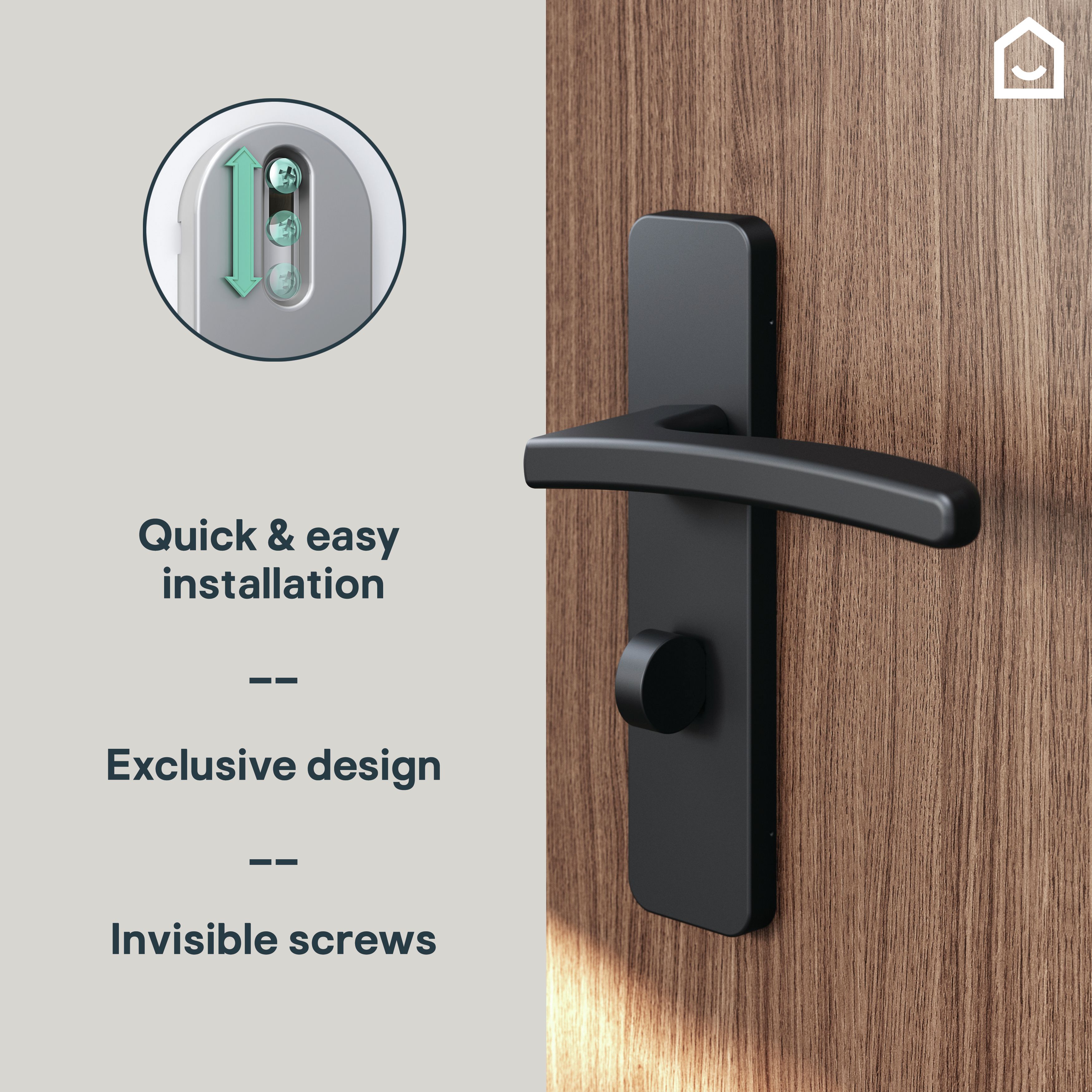 GoodHome Irvil Jet black Nickel effect Aluminium alloy & steel Rectangular WC Door handle (L)126.5mm, Pair