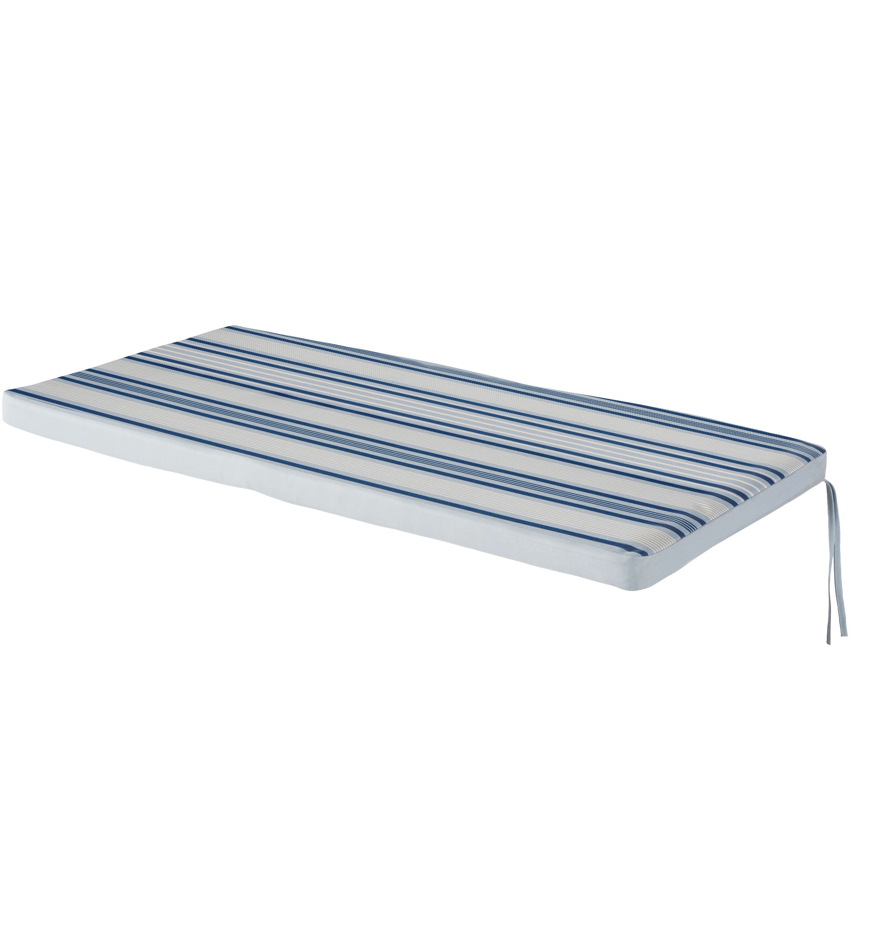 GoodHome Isla Blue stripe Striped Outdoor Bench cushion L 103.5cm x W 48cm Tradepoint