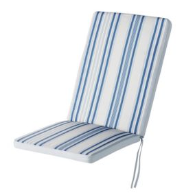 GoodHome Isla Striped Blue High back seat cushion (L)94cm x (W)40cm