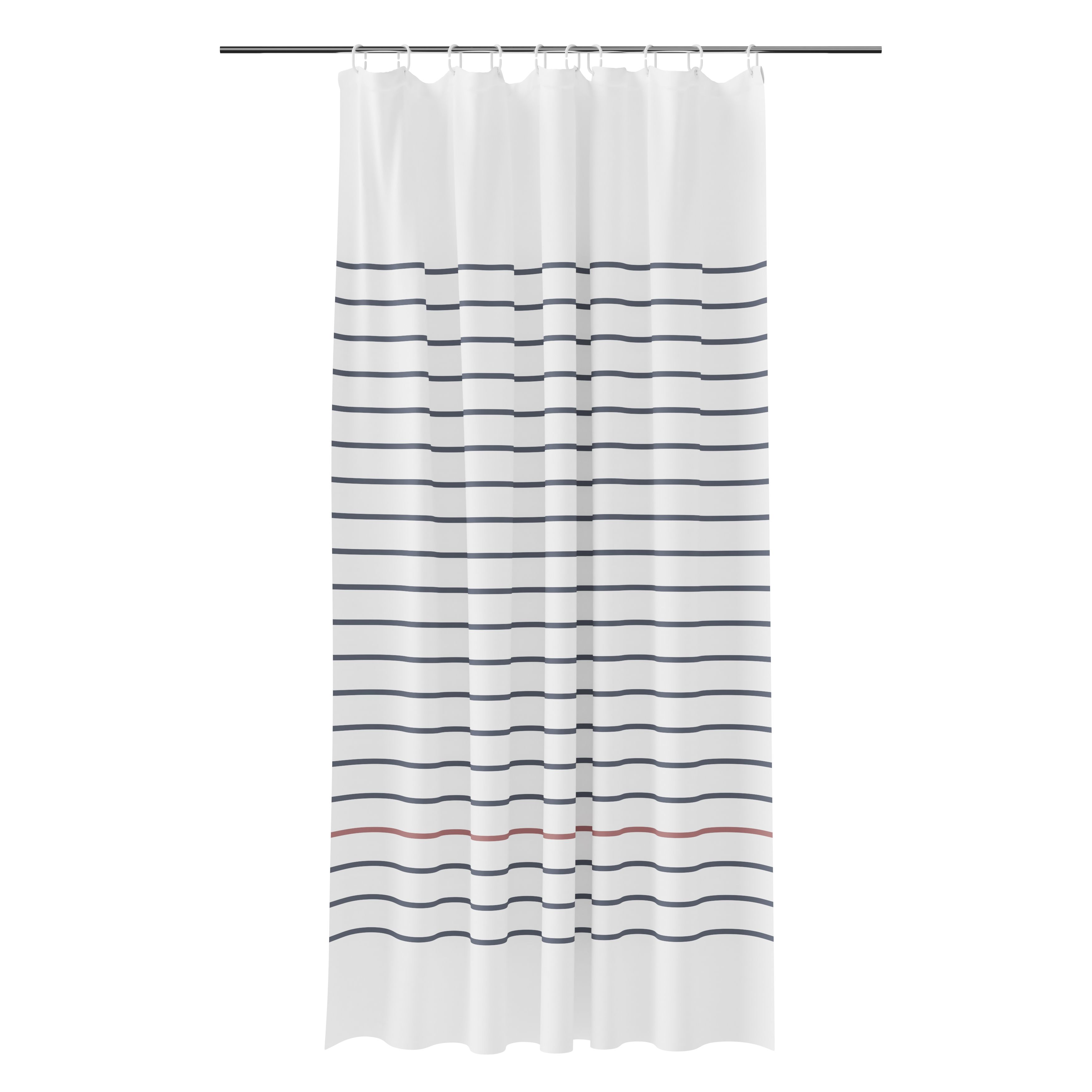 Blue and white shop striped shower curtain