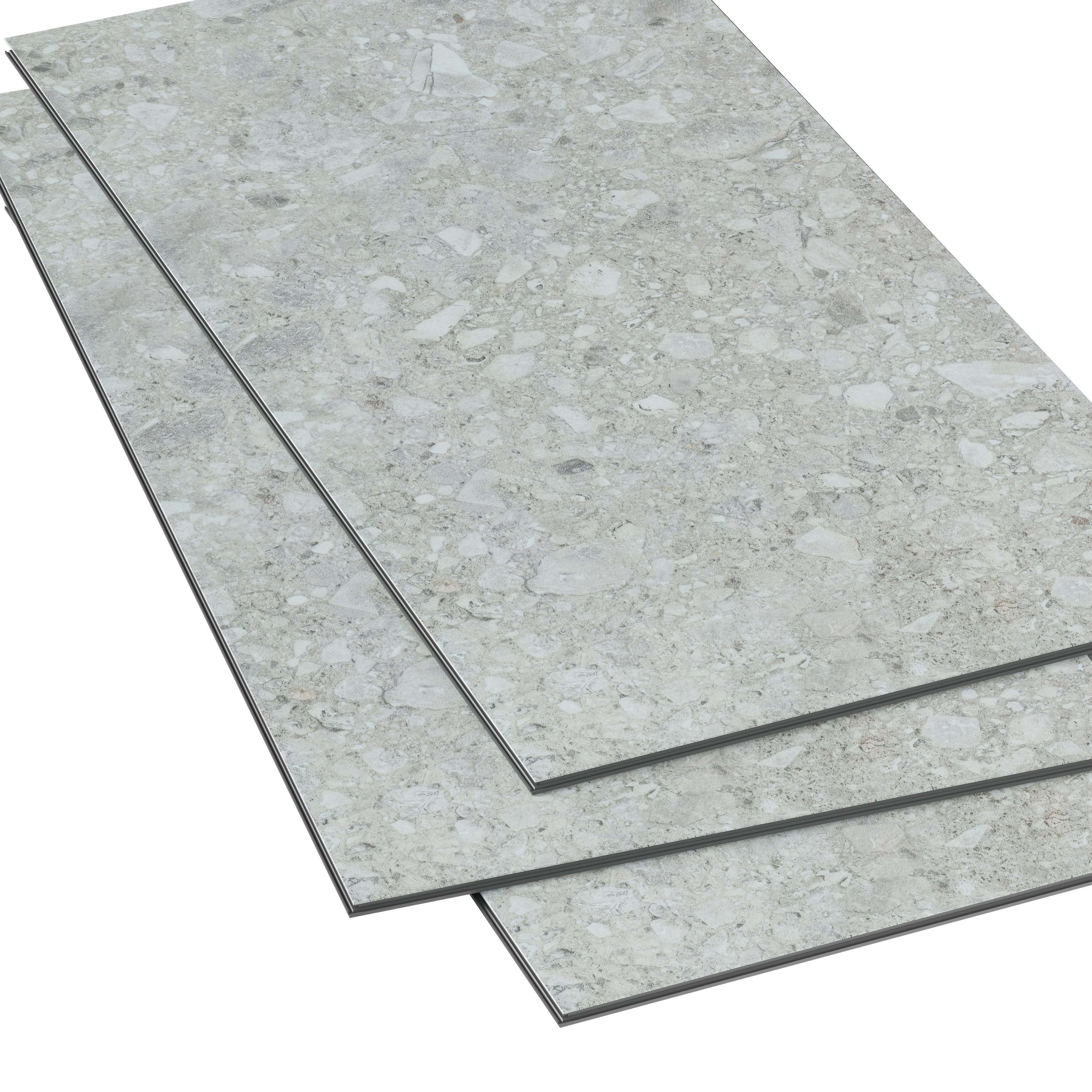 GoodHome Italo Ceppo di Grey Stone effect Textured Click vinyl Tile, 2.4m²