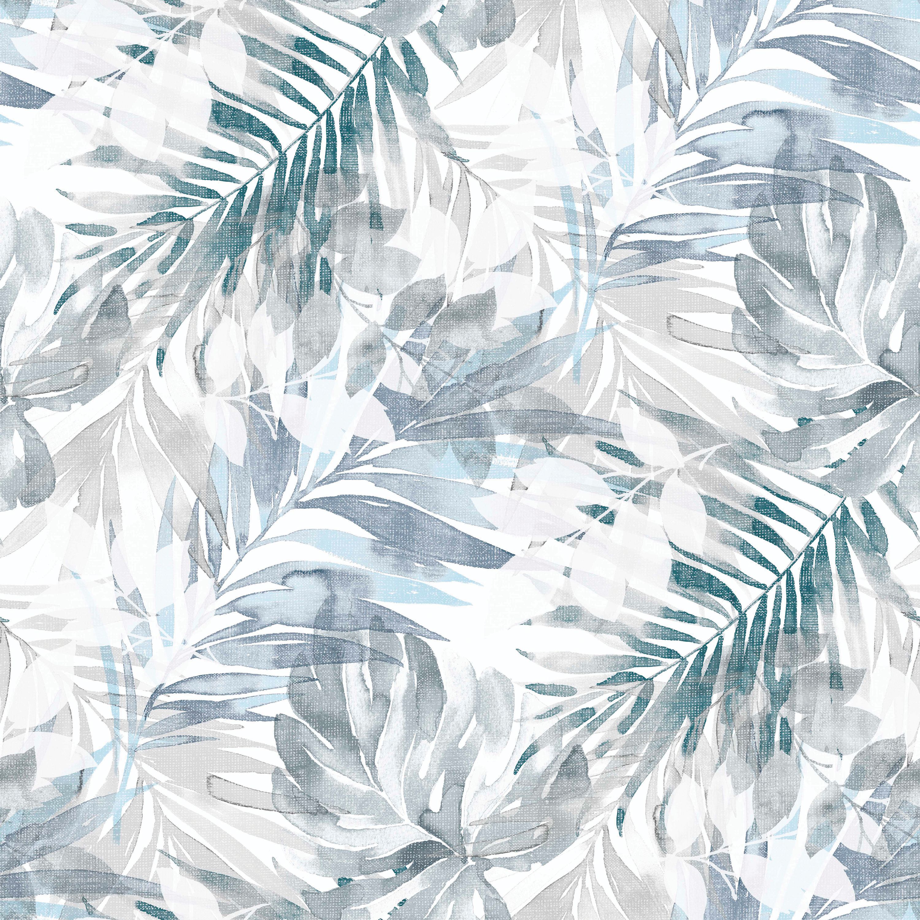 GoodHome Jarava Blue Leaves Textured Wallpaper