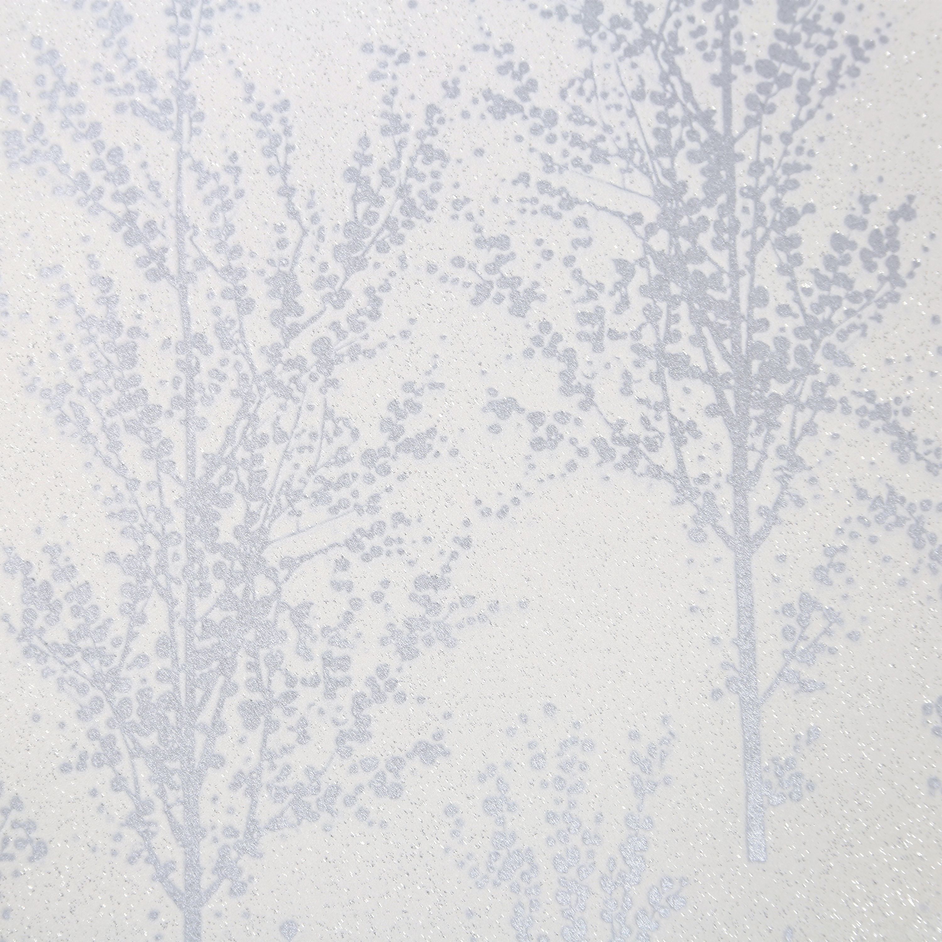 GoodHome Jatoba White Silver glitter effect Tree Textured Wallpaper