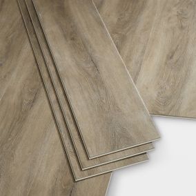 GoodHome Jazy Natural grey Wood effect Vinyl tile Pack of 8
