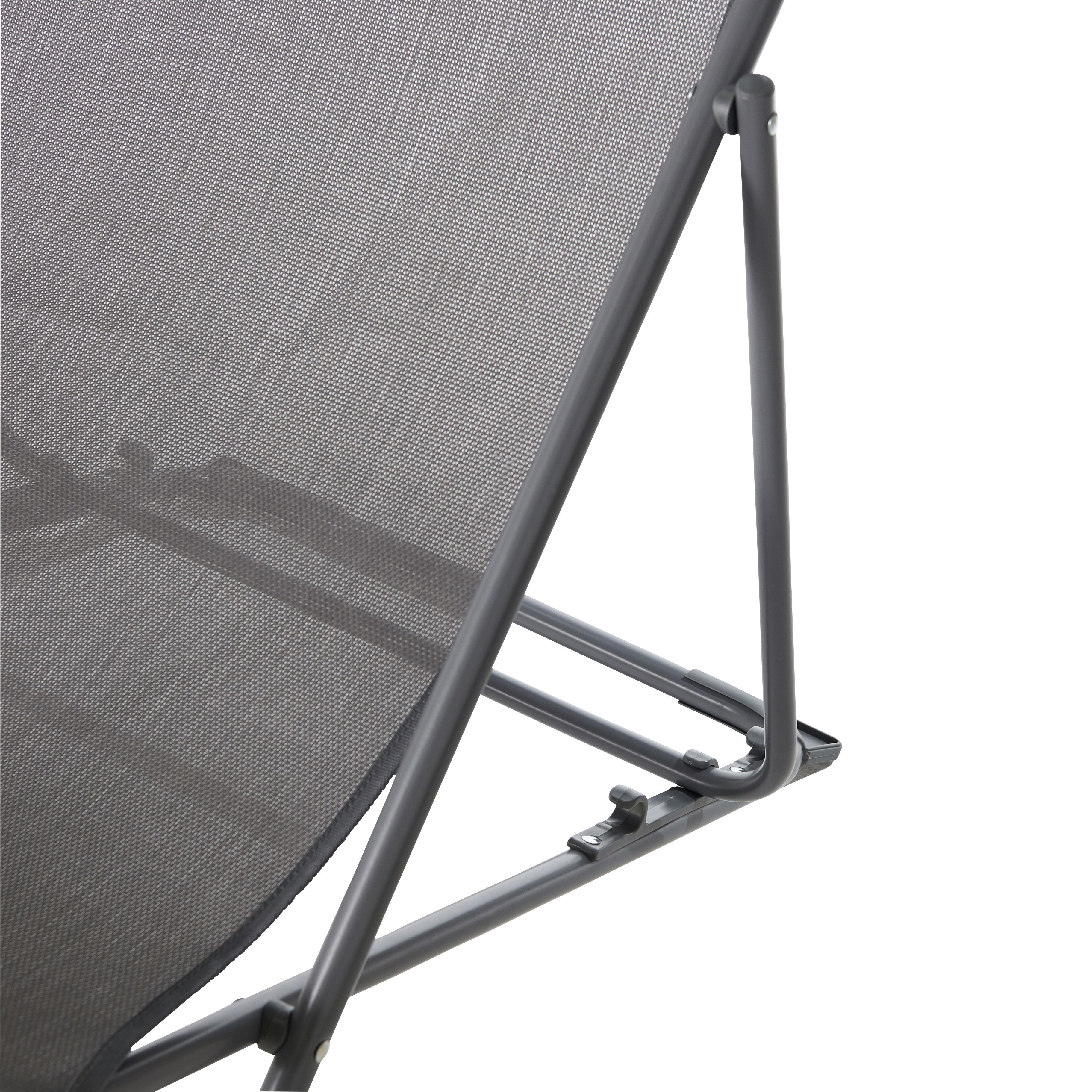GoodHome Joline Steel grey Metal Foldable Deck Chair