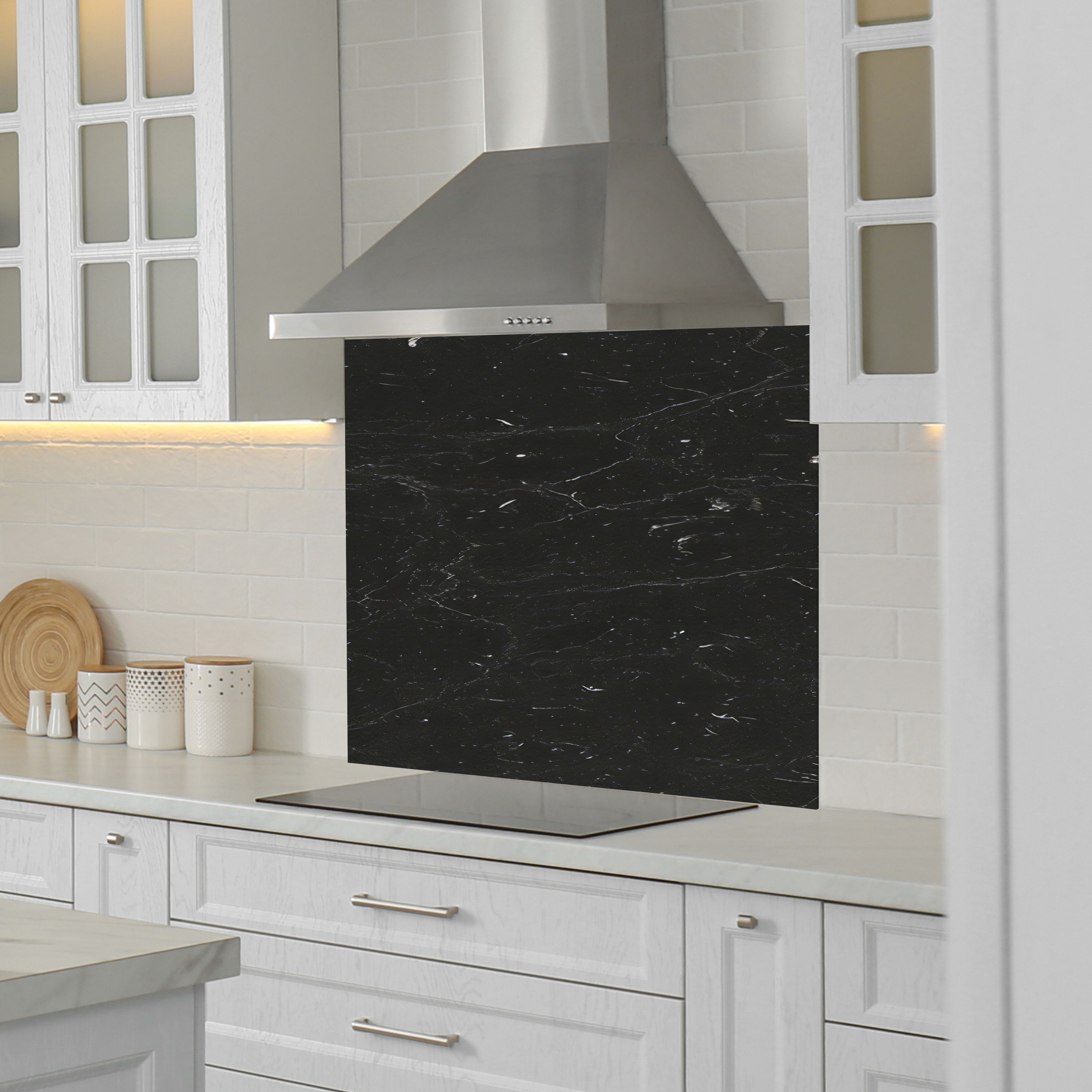 GoodHome Kala Black Stone effect Laminate & particle board Back panel, (H)600mm (T)8mm