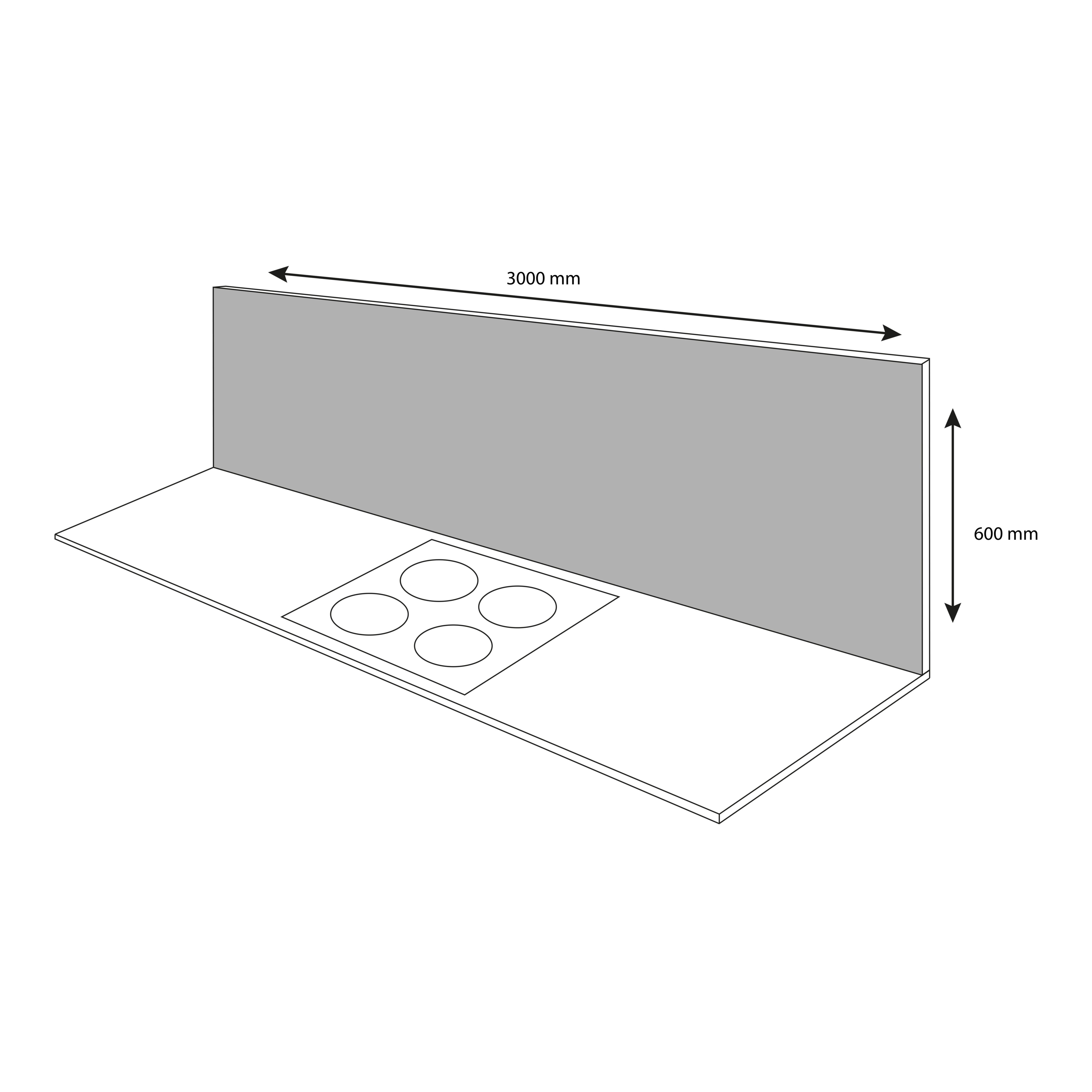 GoodHome Kala Black Stone effect Laminate & particle board Back panel, (H)600mm (T)8mm