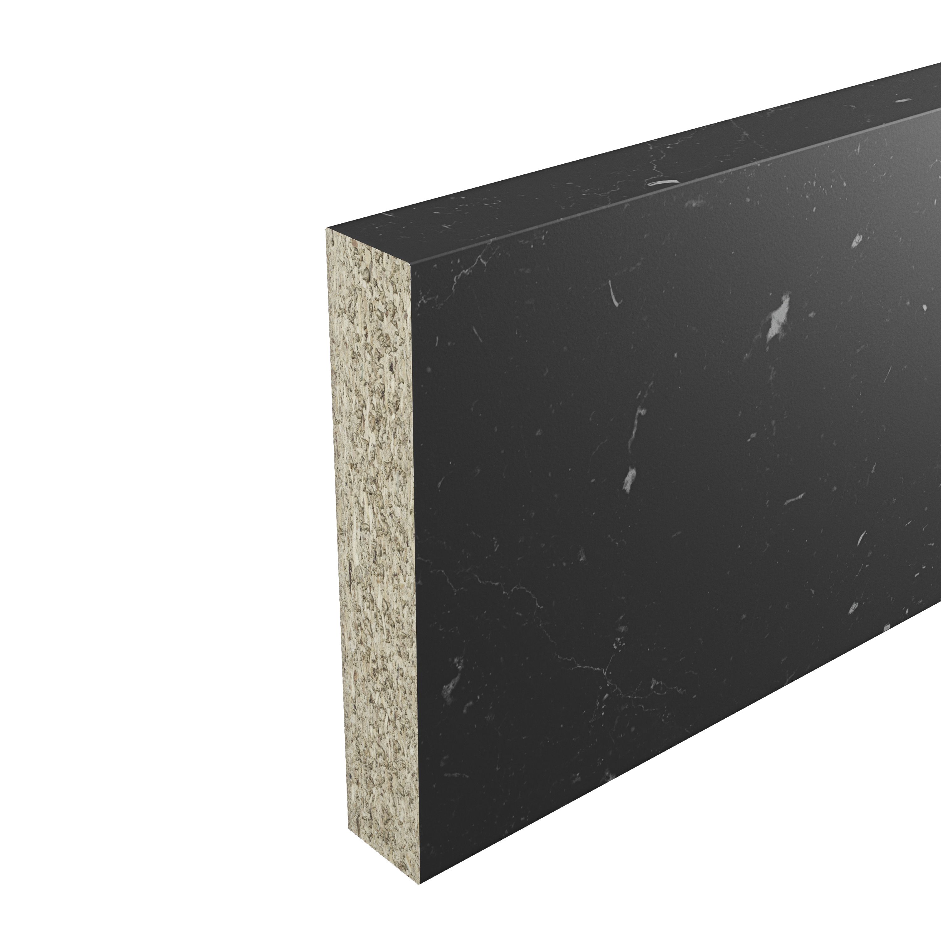 GoodHome Kala Black Stone effect Upstand (L)3000mm