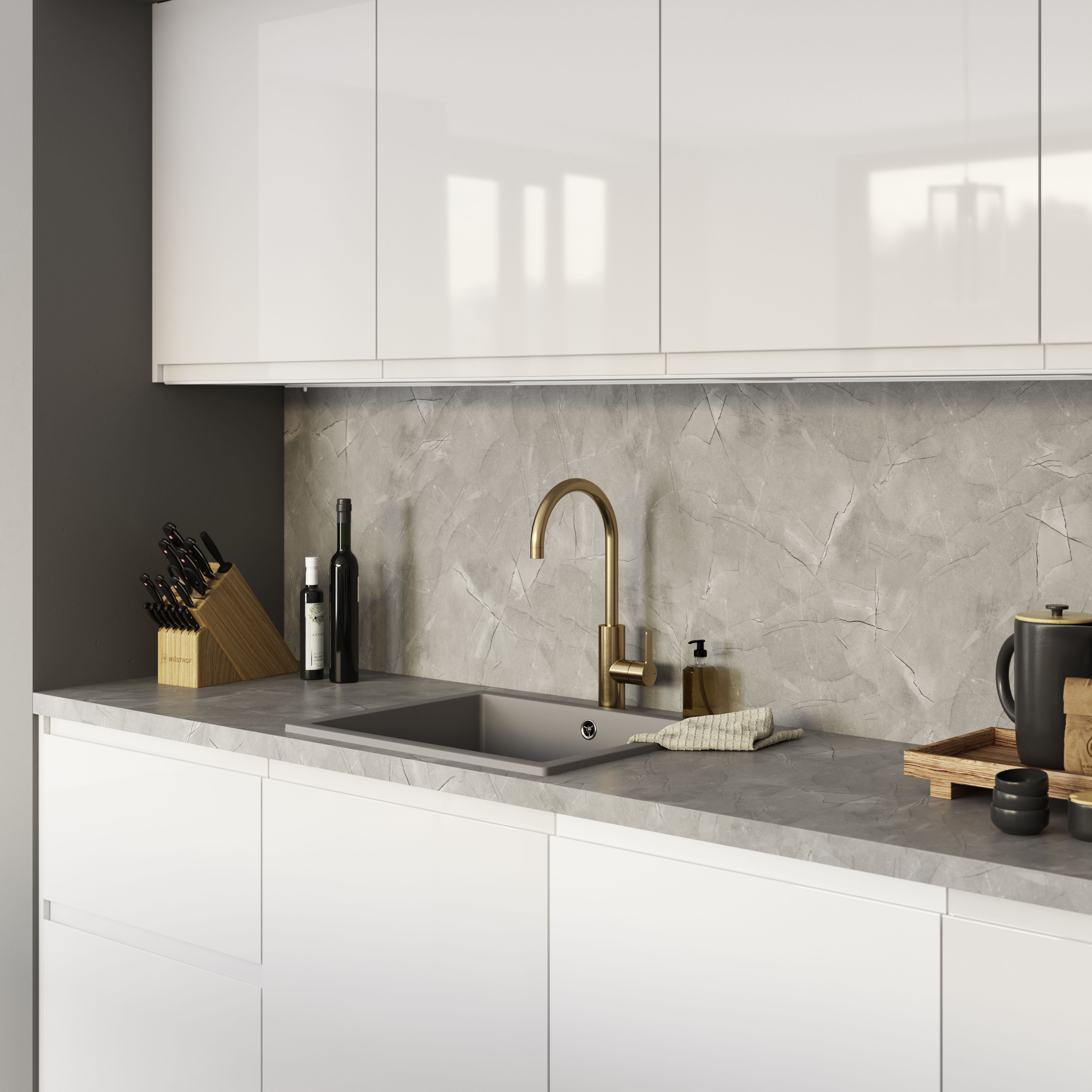 GoodHome Kala Pietra Grey Worktop edging tape, (L)3m (W)42mm