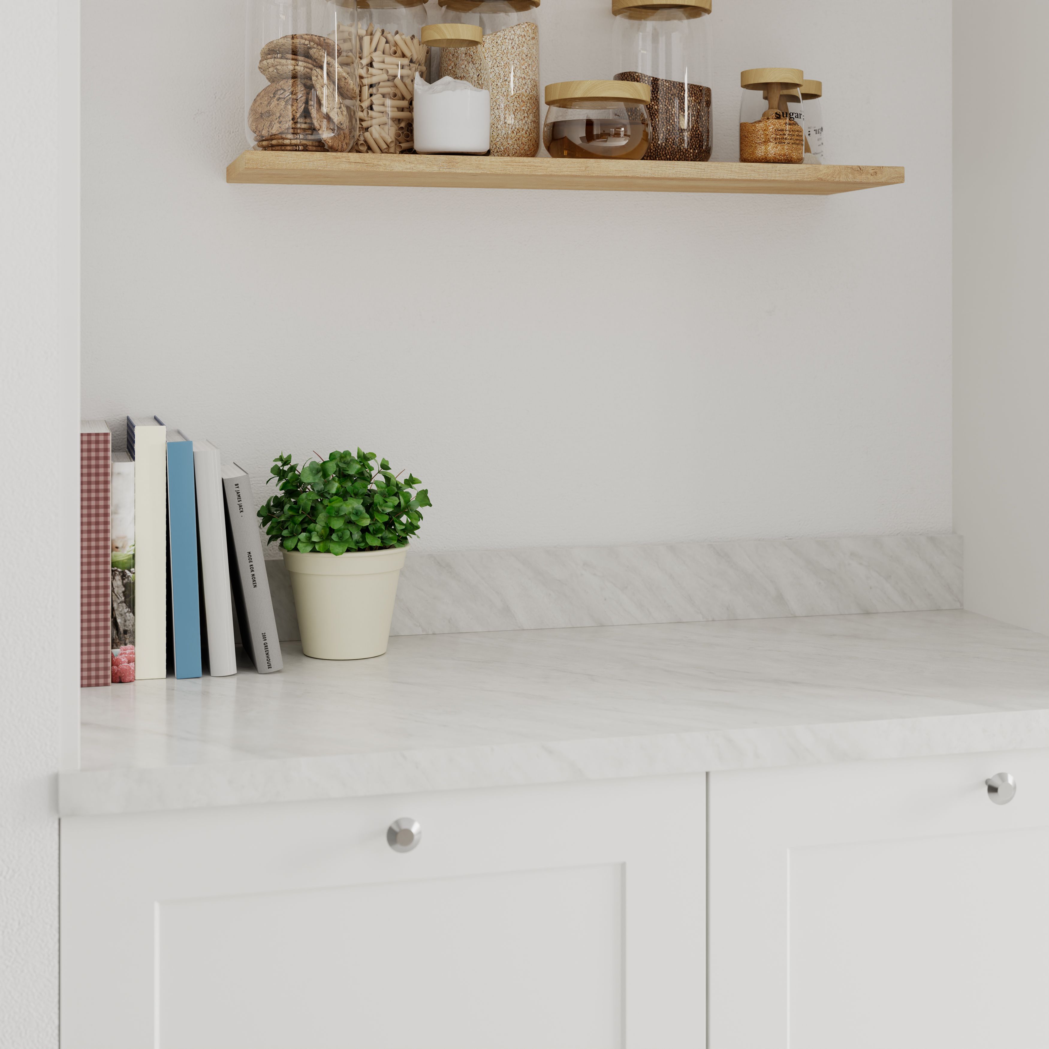 GoodHome Kala Quartz effect White Edging tape, (L)3m (W)42mm