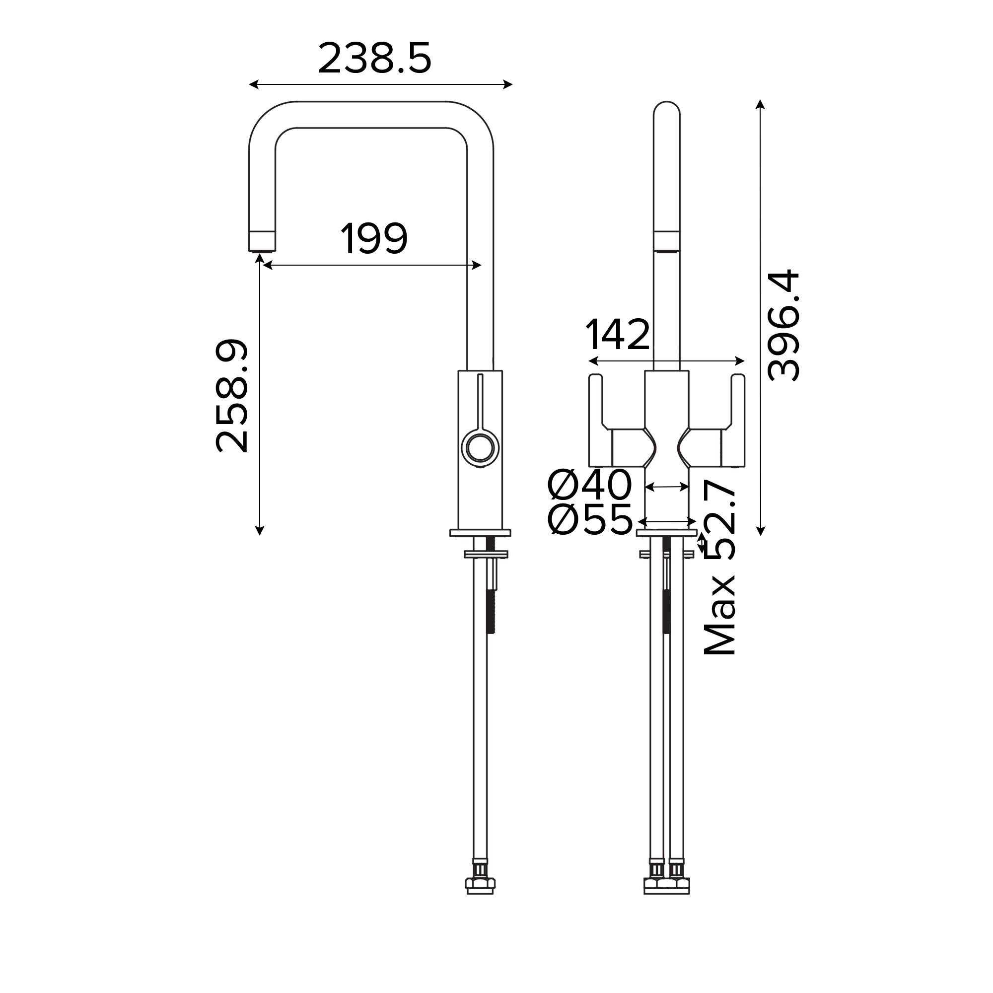 GoodHome kamut Chrome-plated Kitchen Twin lever Tap