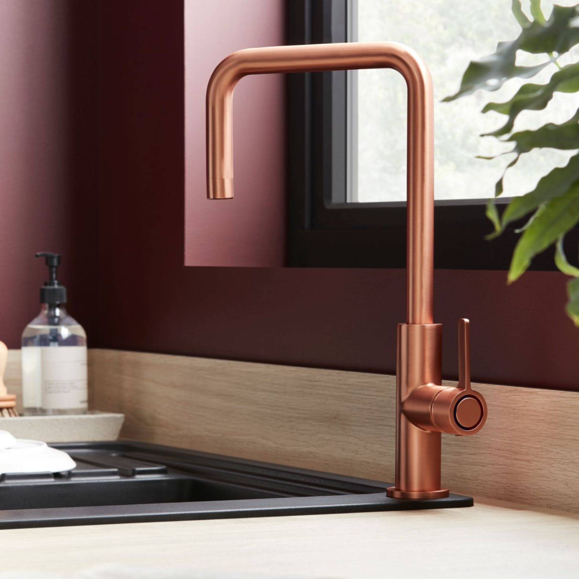 GoodHome Kamut Copper effect Kitchen Side lever Tap