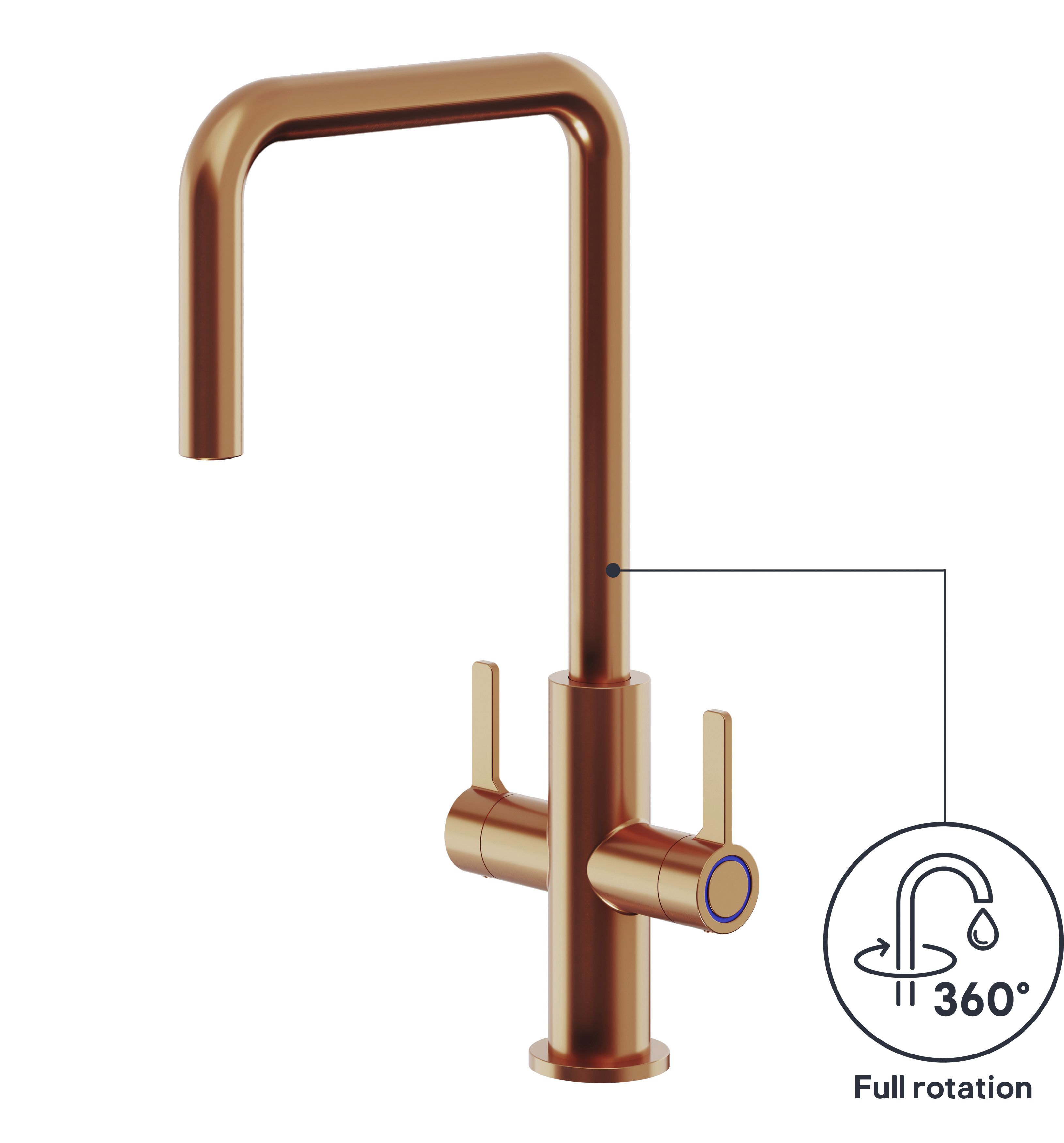 GoodHome Kamut Copper effect Kitchen Twin lever Tap