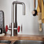 GoodHome Kamut Silver Stainless steel effect Kitchen Twin lever Tap