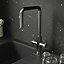 GoodHome Kamut Stainless steel effect Kitchen Twin lever Tap