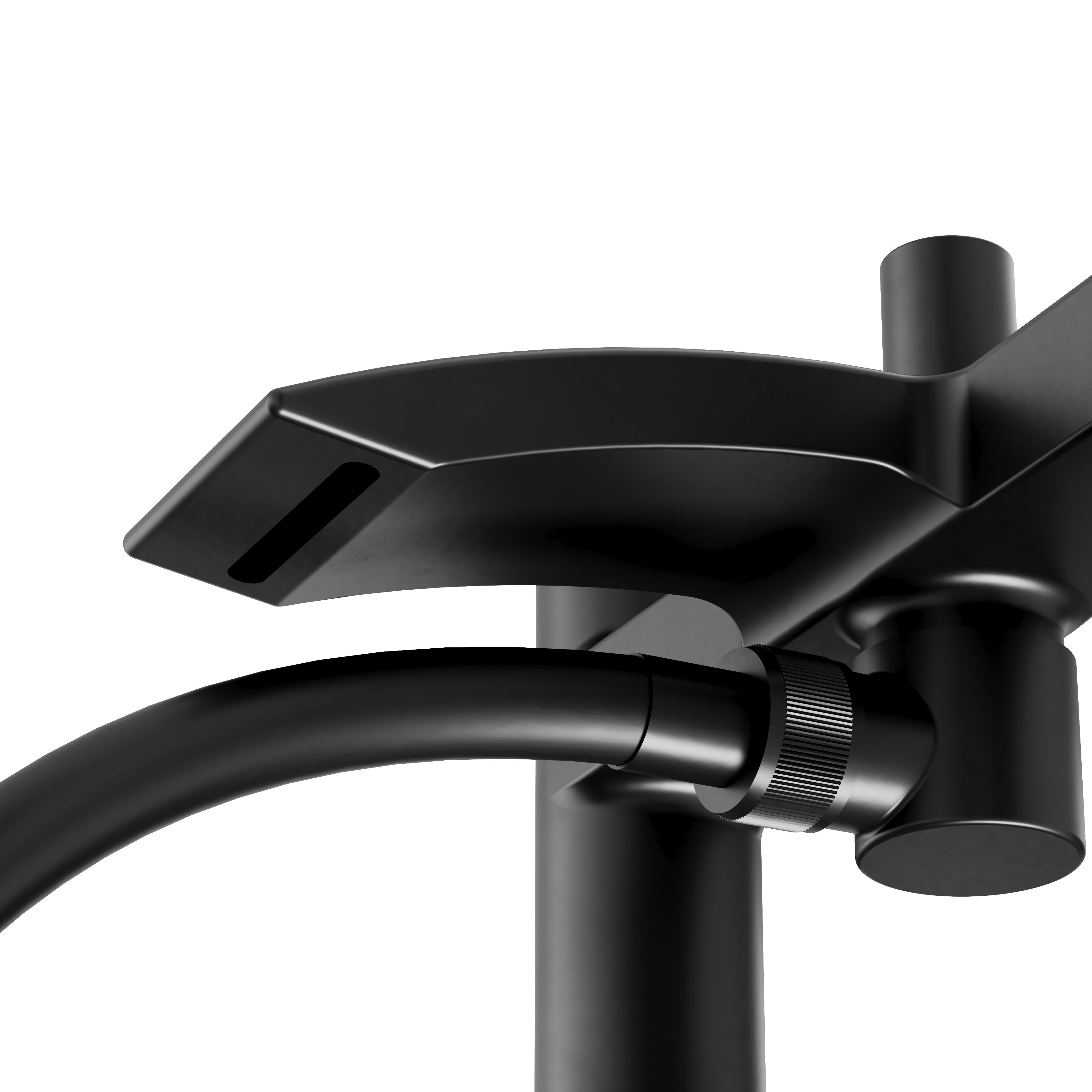 GoodHome Kariya Matt Black Ceramic Deck-mounted Double Bath shower mixer tap with shower kit