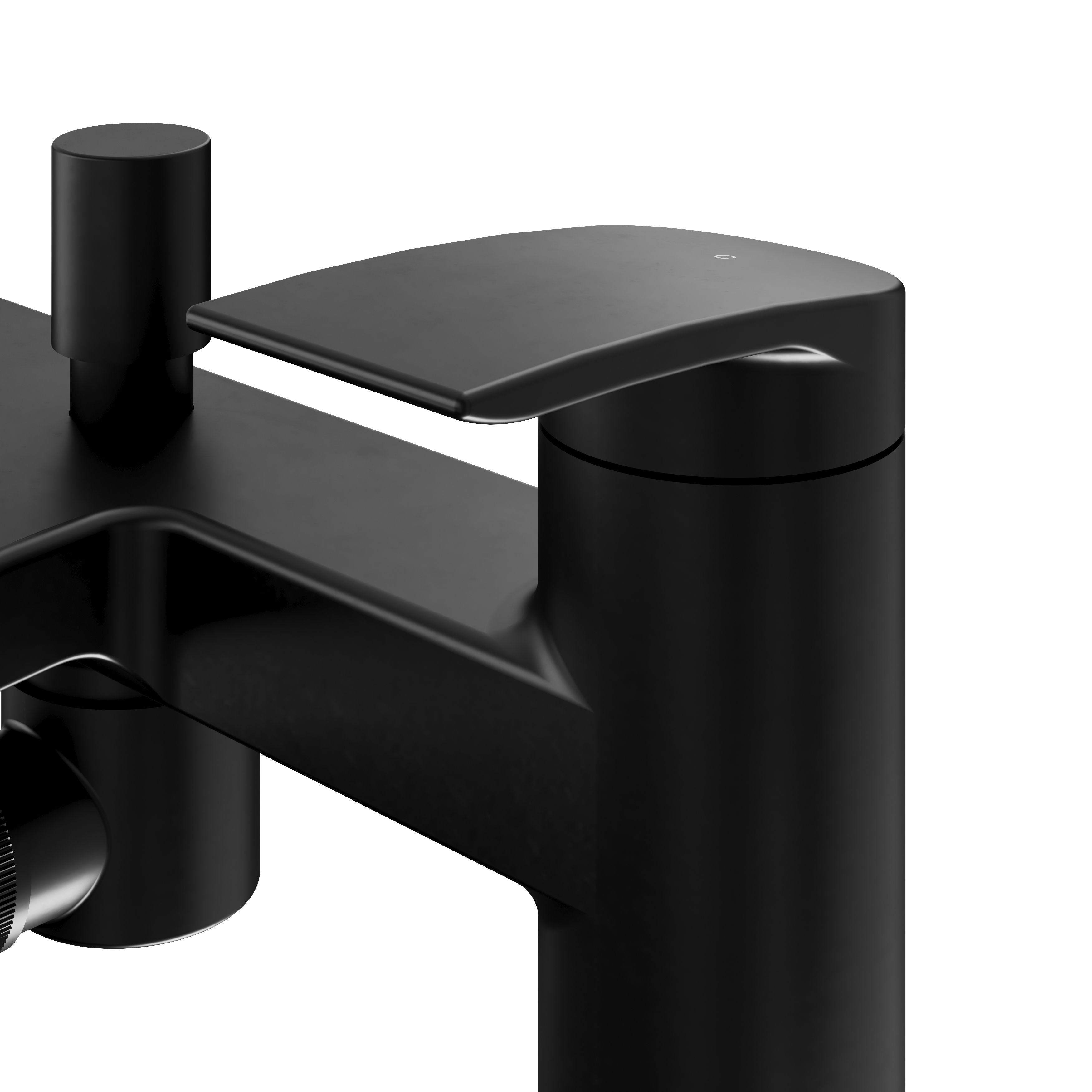GoodHome Kariya Matt Black Ceramic Deck-mounted Double Bath shower mixer tap with shower kit