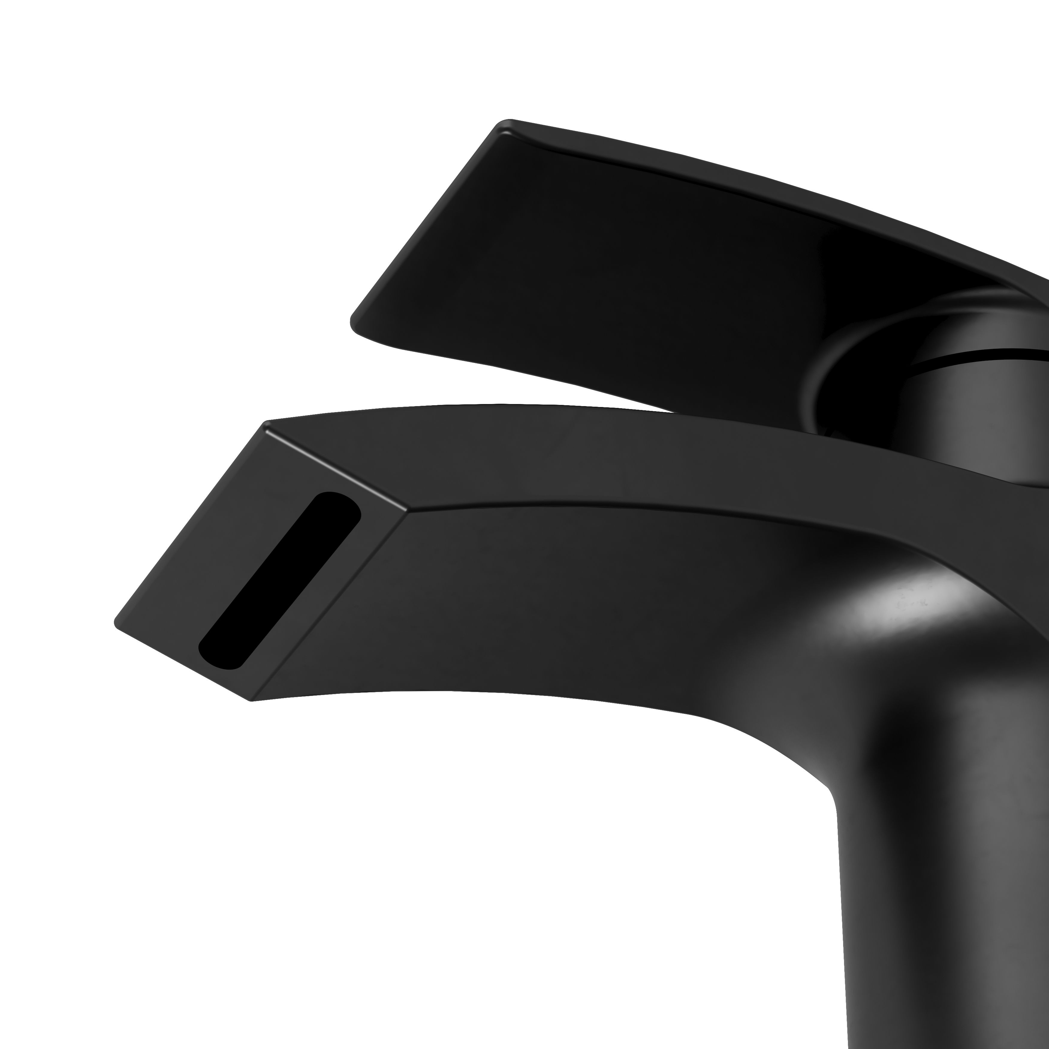 GoodHome Kariya Matt Black Deck-mounted Manual Basin Mixer Tap