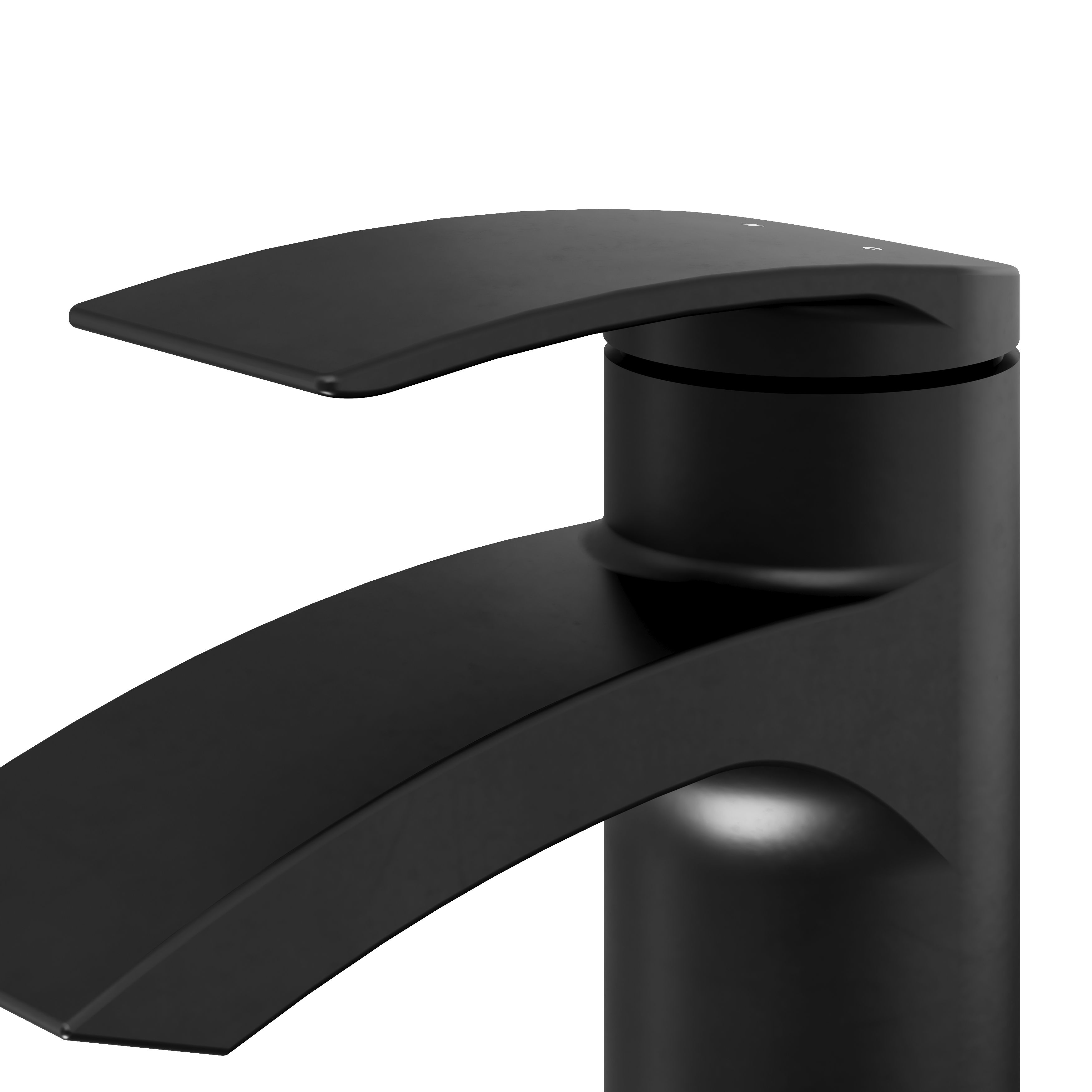 GoodHome Kariya Matt Black Deck-mounted Manual Basin Mixer Tap