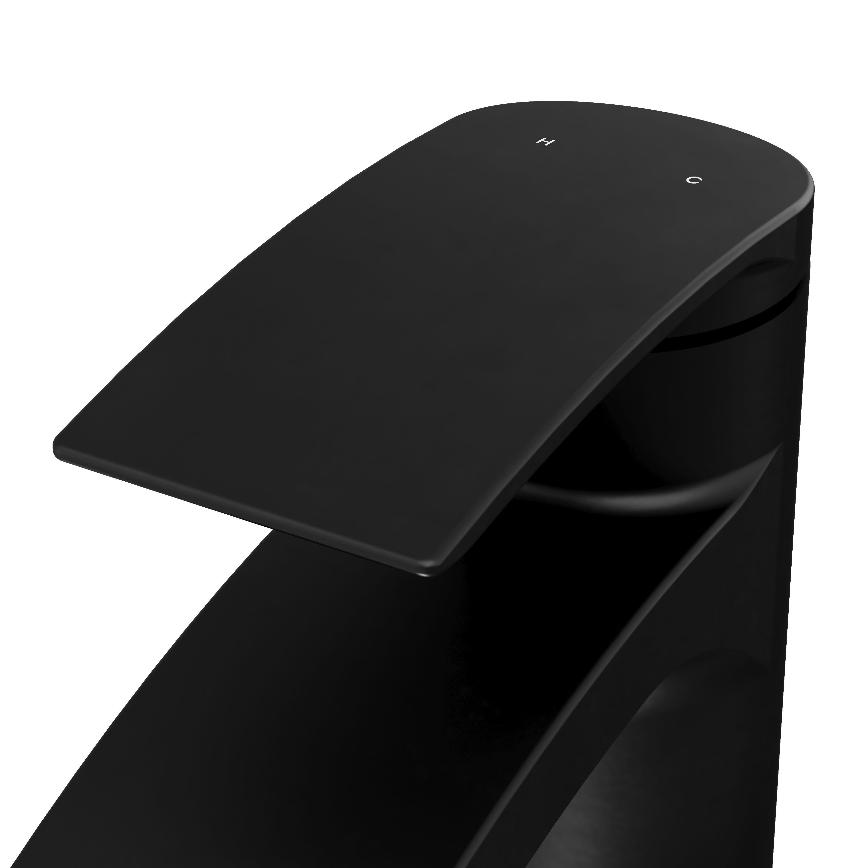 GoodHome Kariya Matt Black Deck-mounted Manual Basin Mixer Tap