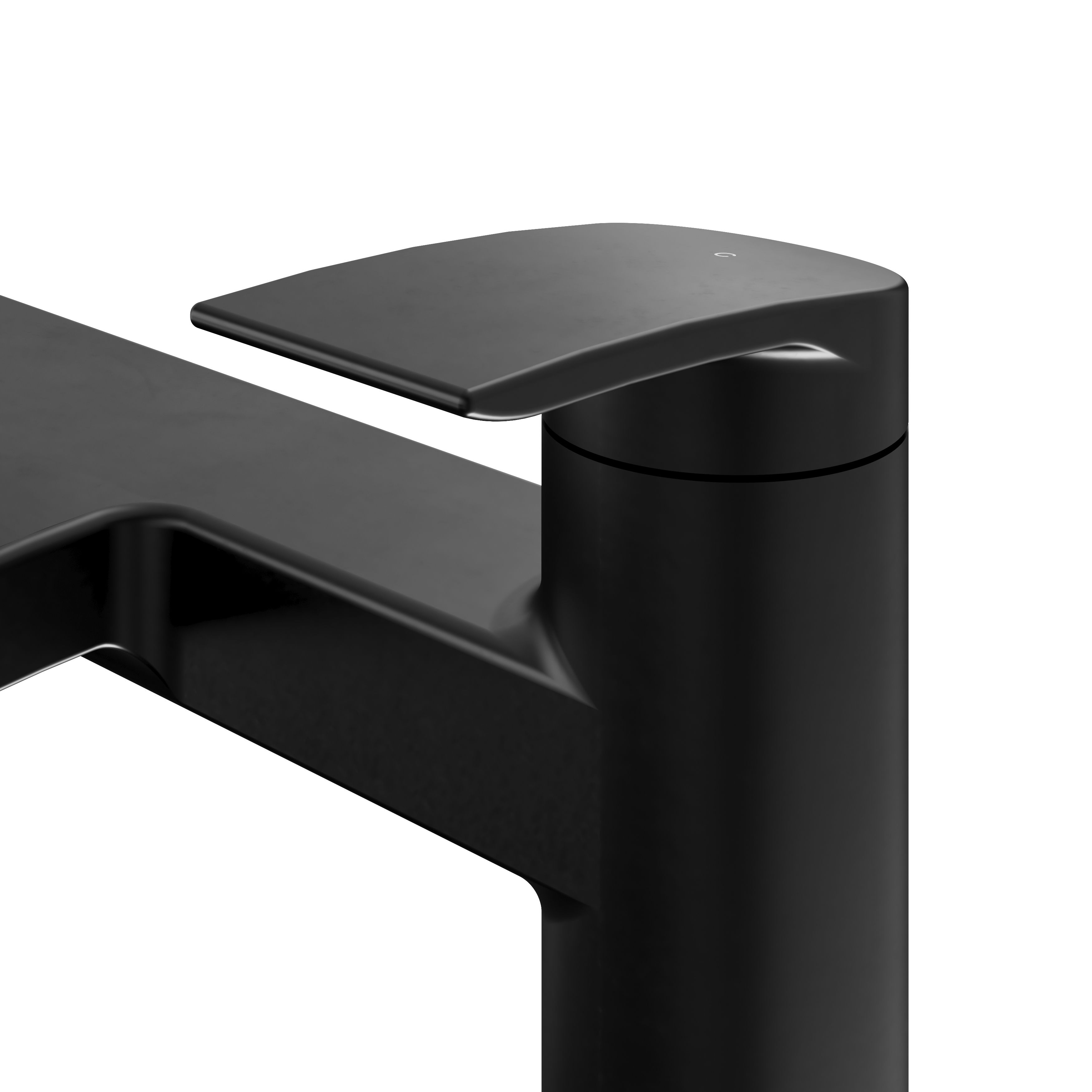 GoodHome Kariya Matt Black Deck-mounted Manual Double Bath Filler Tap