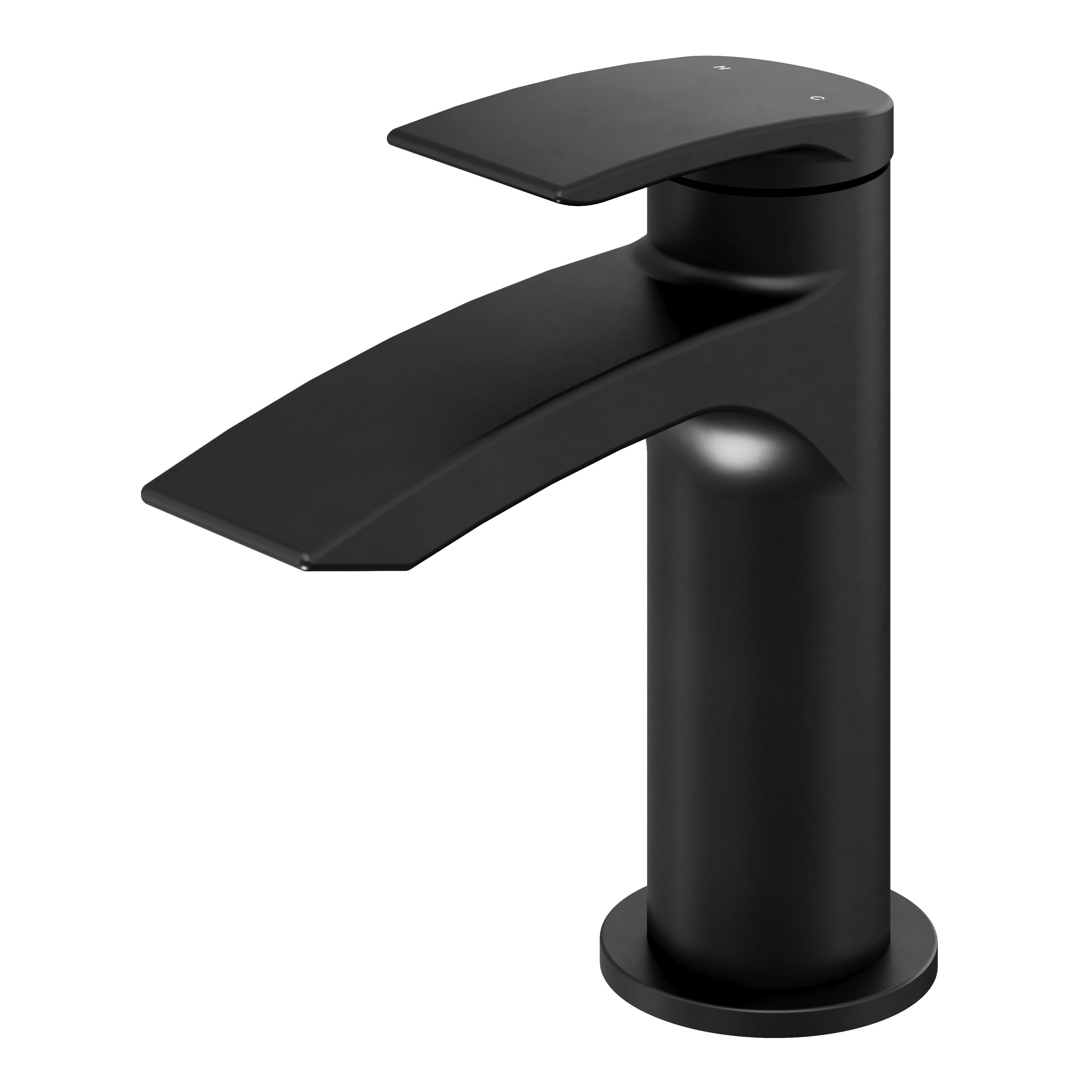 GoodHome Kariya Mini Matt Black Deck-mounted Manual Basin Mixer Tap