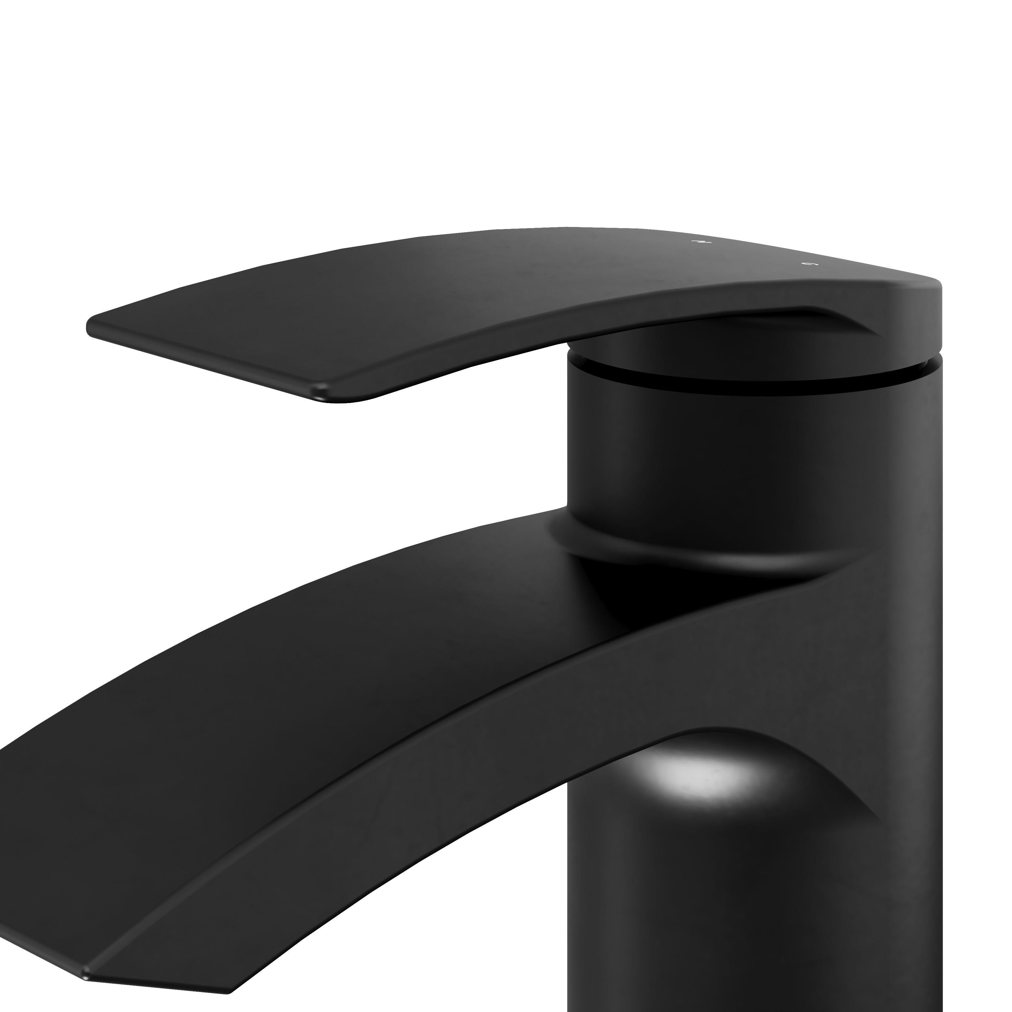 GoodHome Kariya Tall Matt Black Deck-mounted Manual Basin Mixer Tap