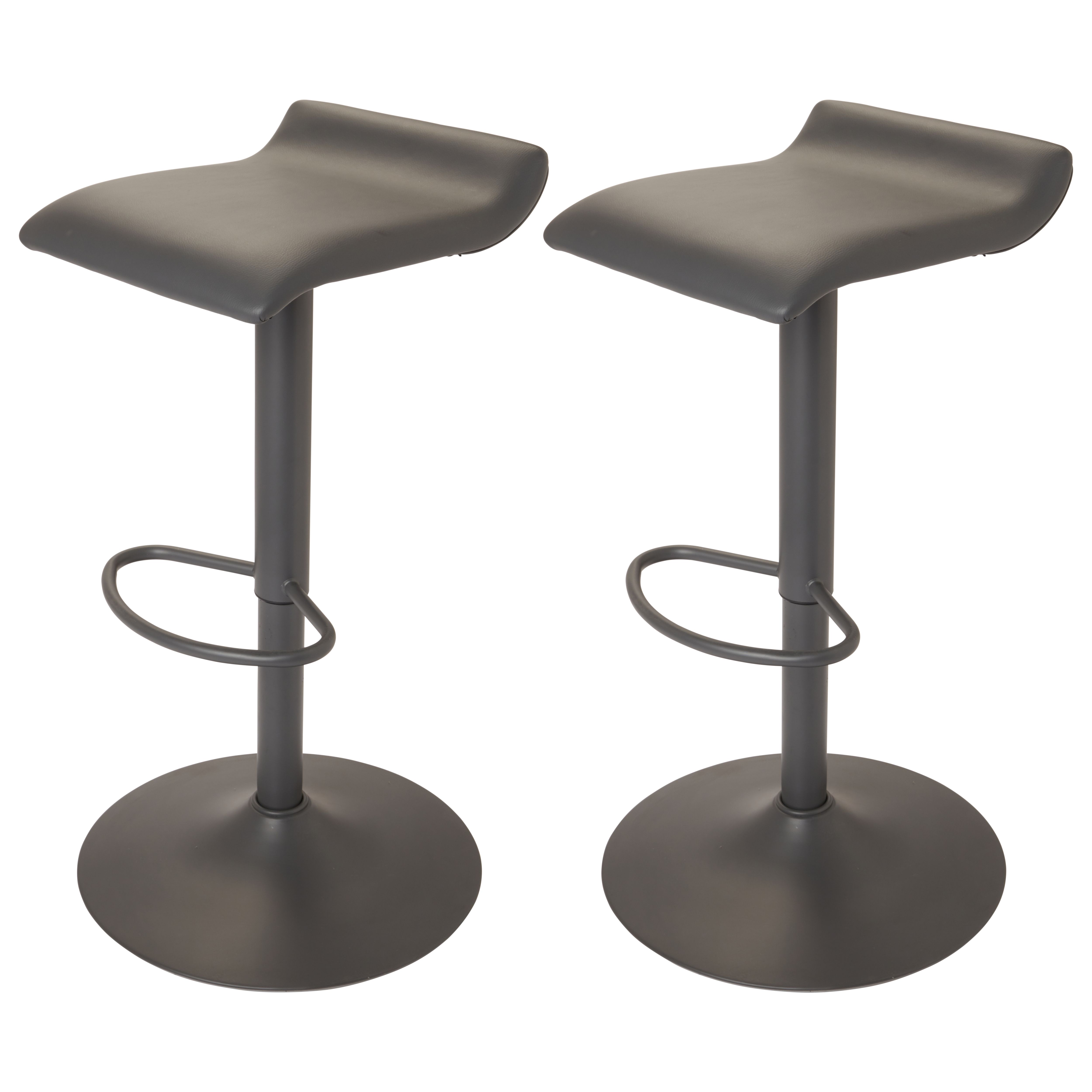 GoodHome Karonda Grey Adjustable Swivel Bar stool Pack of 2