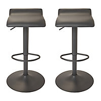 GoodHome Karonda Grey Adjustable Swivel Bar stool, Pack of 2