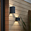 GoodHome Katsura Adjustable Matt Dark grey Mains-powered Integrated LED Outdoor Double Square Wall light 814lm