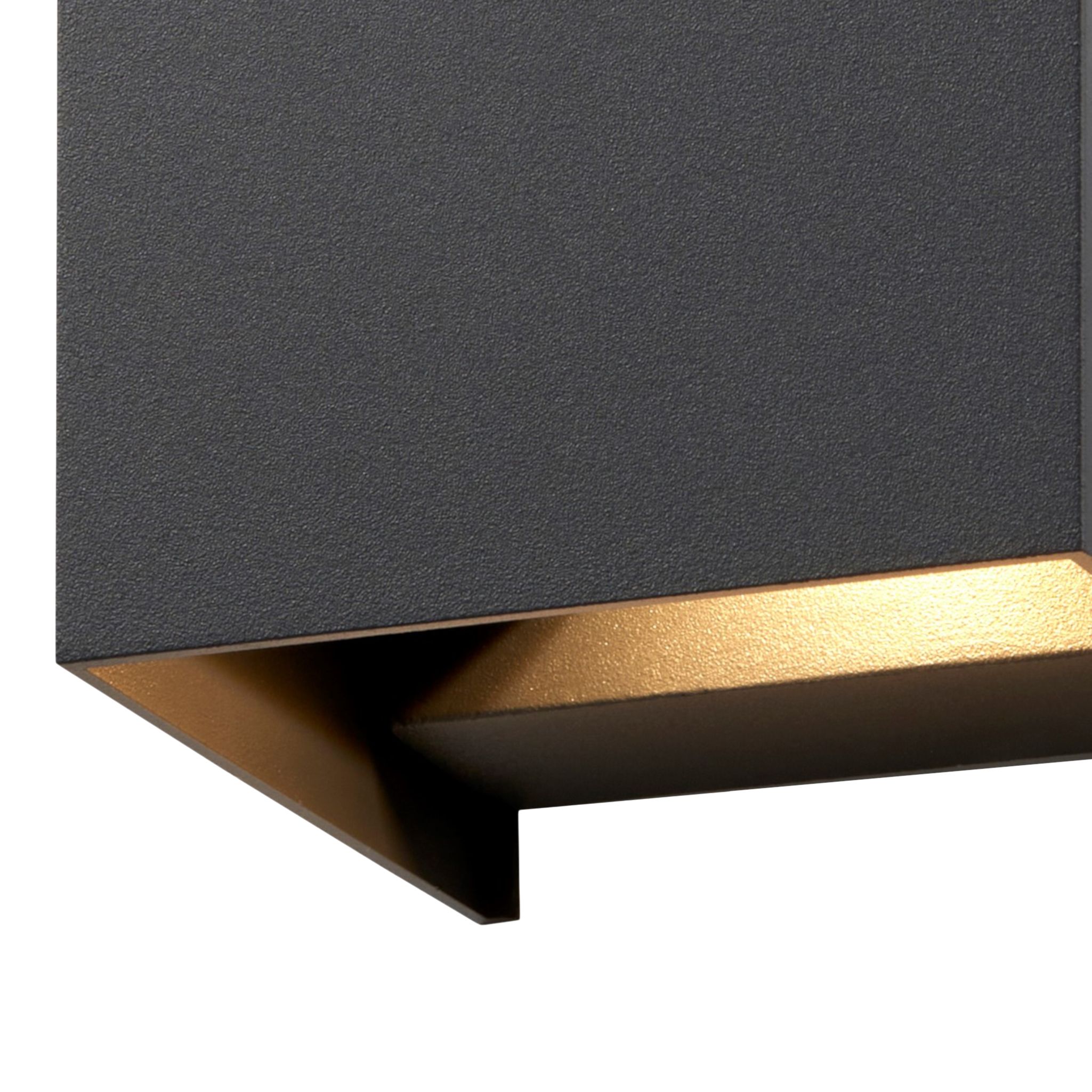 GoodHome Katsura Adjustable Matt Dark grey Mains-powered Integrated LED Outdoor Double Square Wall light 814lm