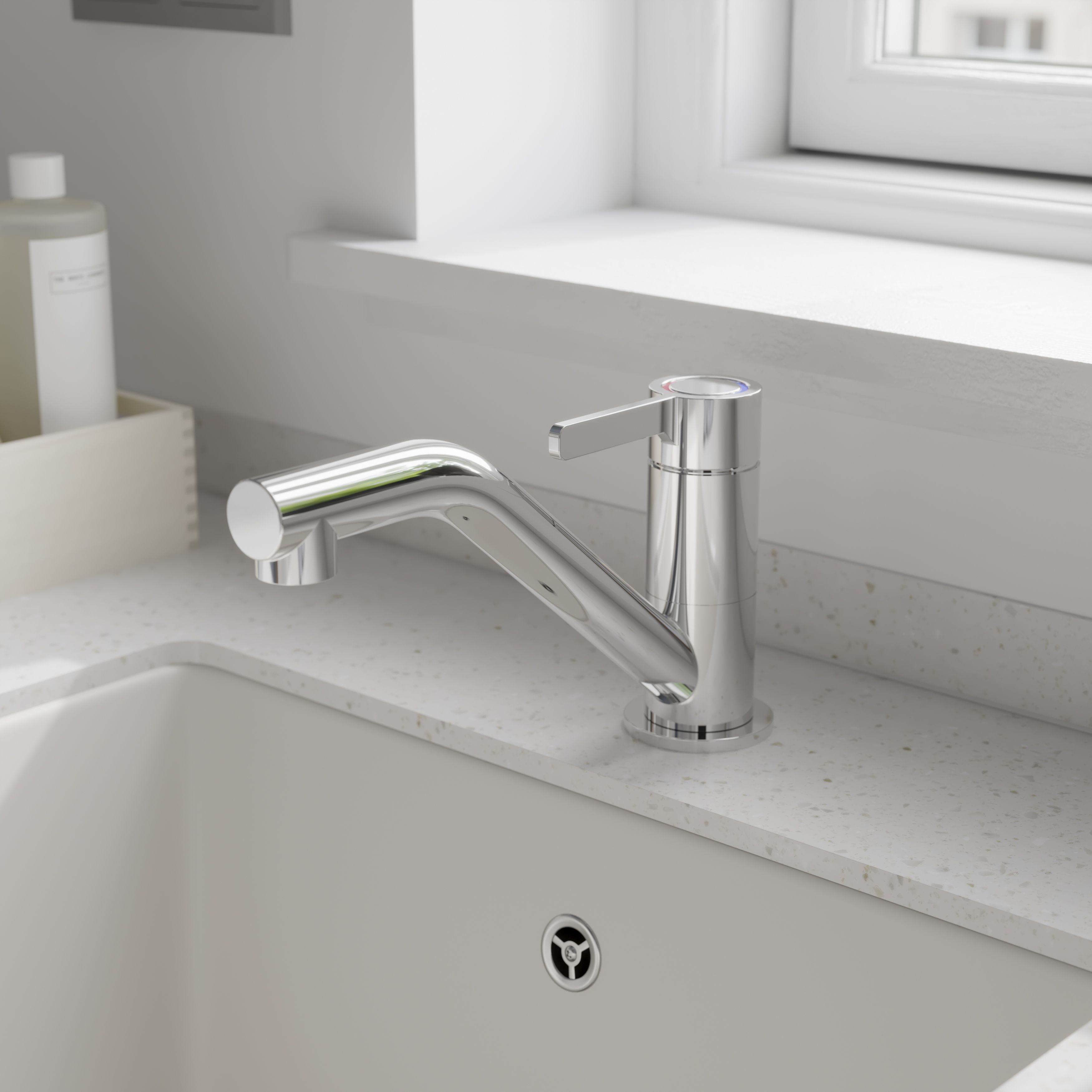 GoodHome Kawa Chrome-plated Kitchen Top lever Tap