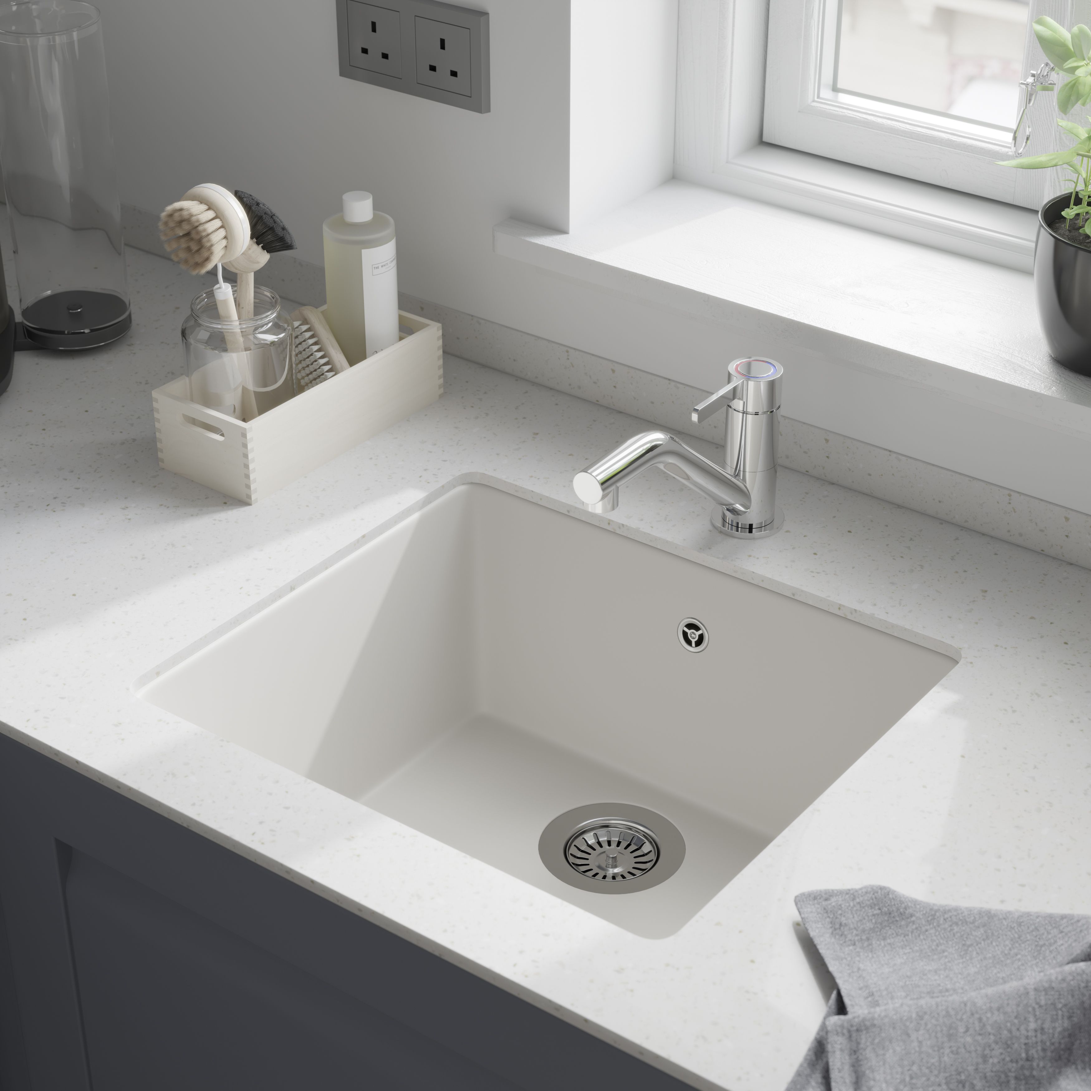 GoodHome Kawa Chrome-plated Kitchen Top lever Tap