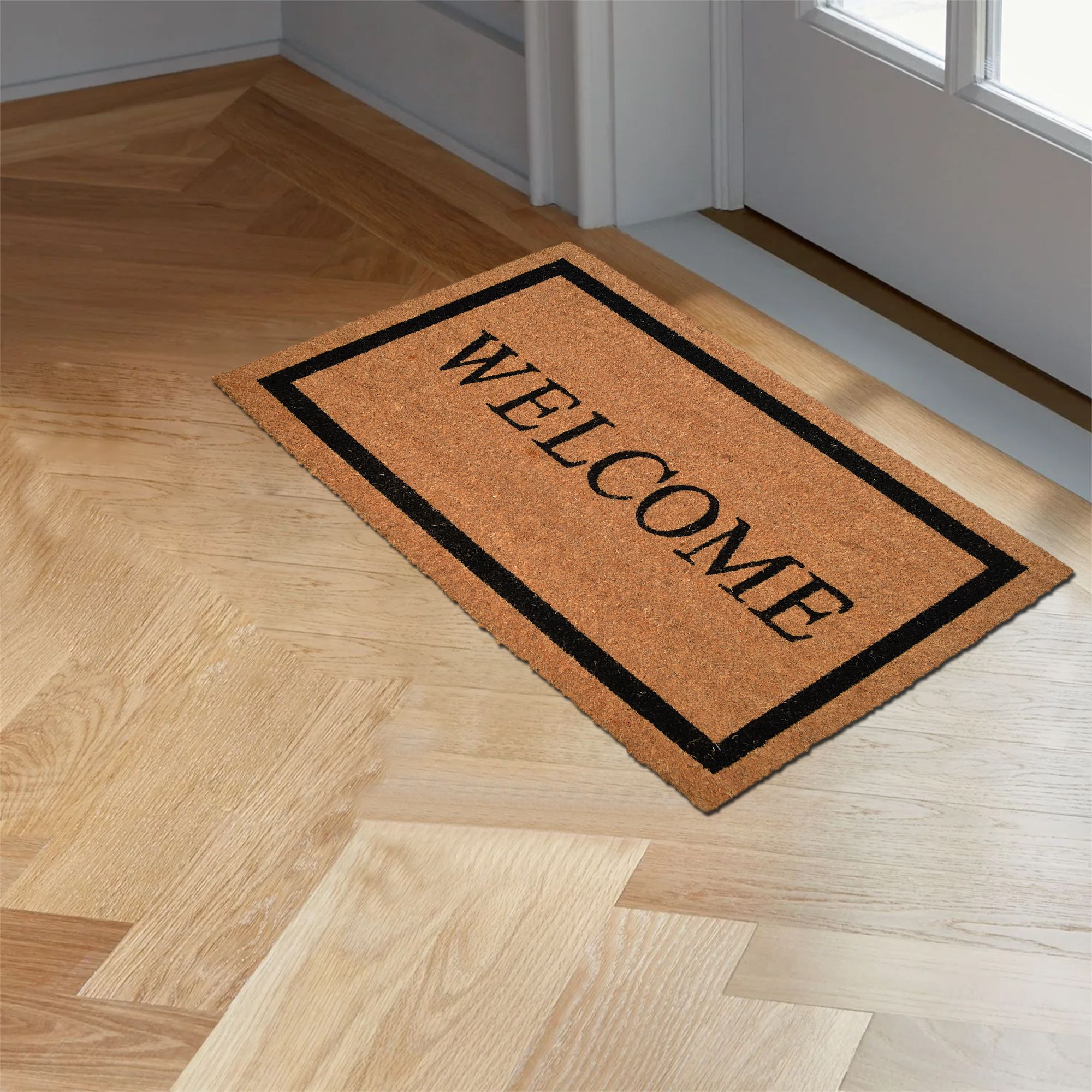 GoodHome Kebir Black & natural Welcome Scraper mat, 45cm x 75cm
