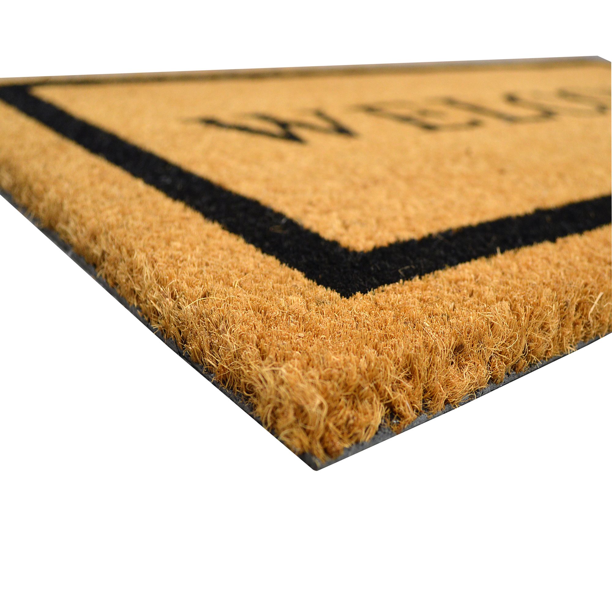 GoodHome Kebir Black & natural Welcome Scraper mat, 45cm x 75cm