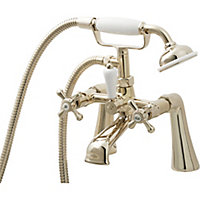 GoodHome Keiss Combi boiler, gravity-fed & mains pressure water systems Gold effect Ceramic Shower mixer Tap