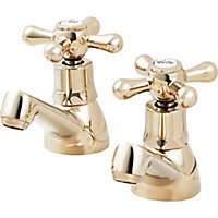 GoodHome Keiss Gold effect Traditional Basin Pillar Tap