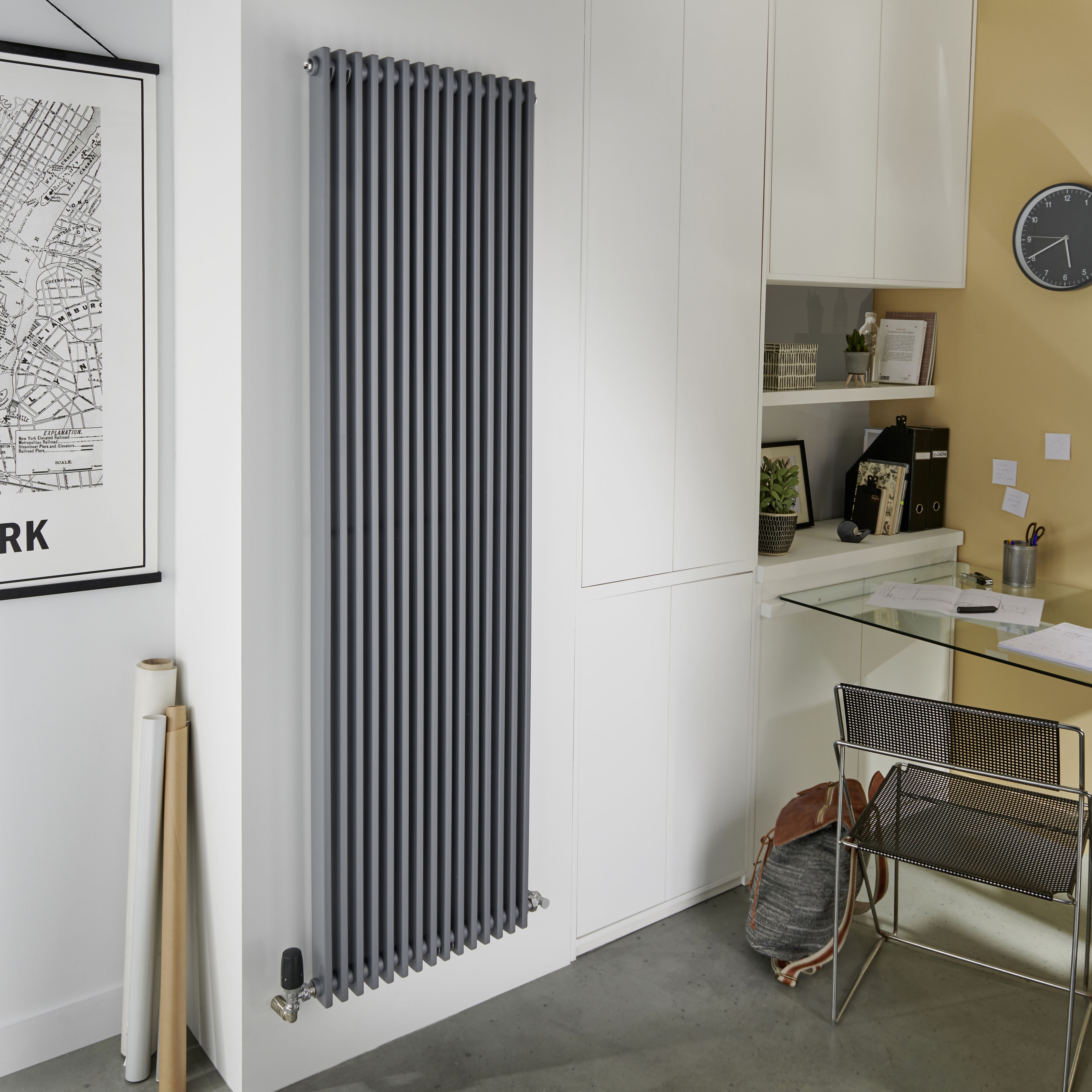 GoodHome Kensal Grey Vertical Designer Radiator, (W)500mm x (H)1800mm