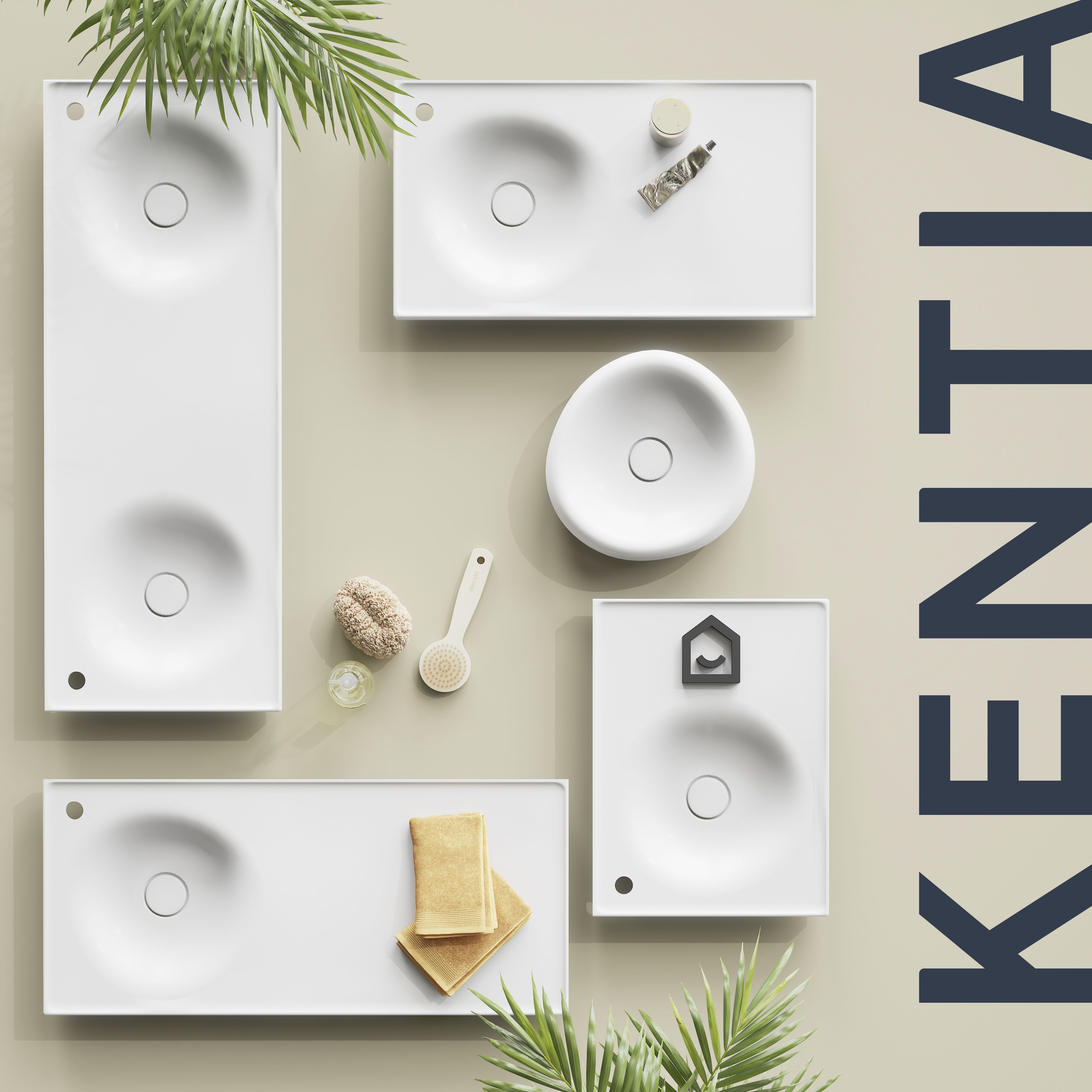 GoodHome Kentia Matt White Rectangular Vanity Basin (W)60.6cm
